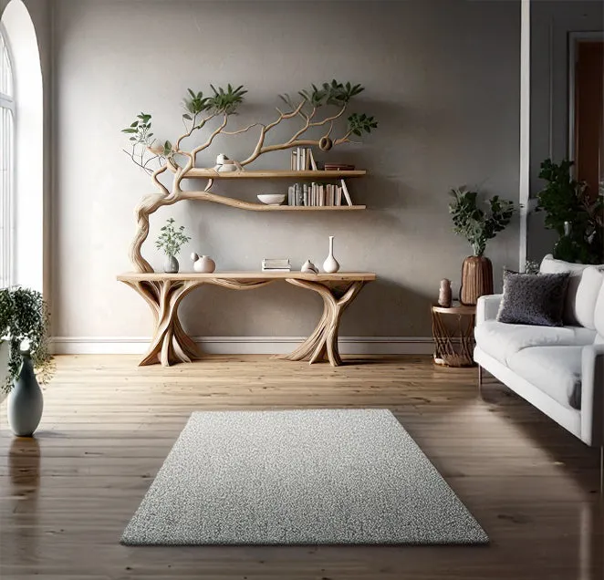 Handmade Rustic Console Table with Tree Branch Bookshelf – Live Edge Farmhouse Entryway Table, Natural Wood - Image 2