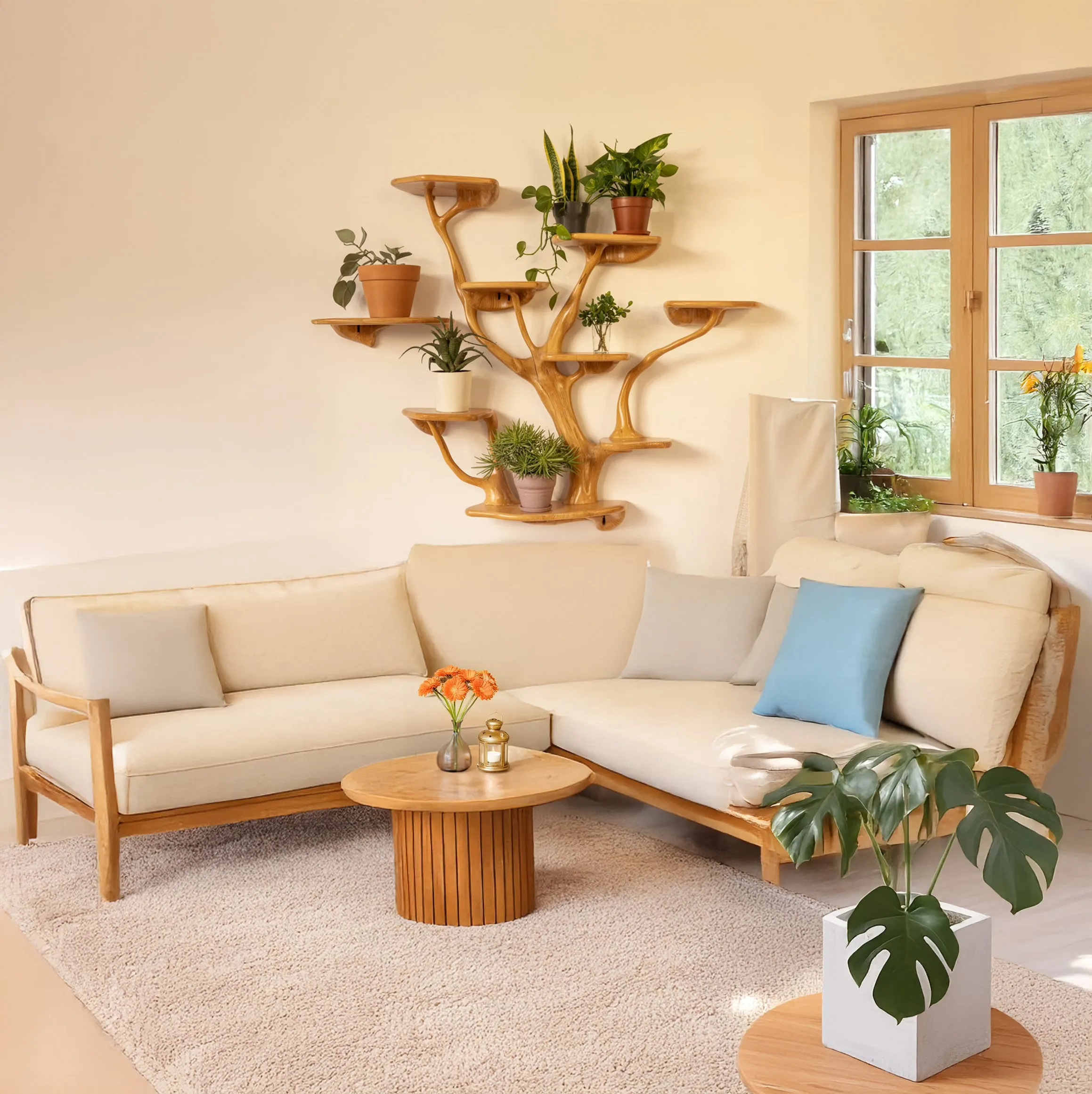 Tree Branch Wall Shelf – Solid Wood Floating Bookcase & Driftwood Décor - Image 3