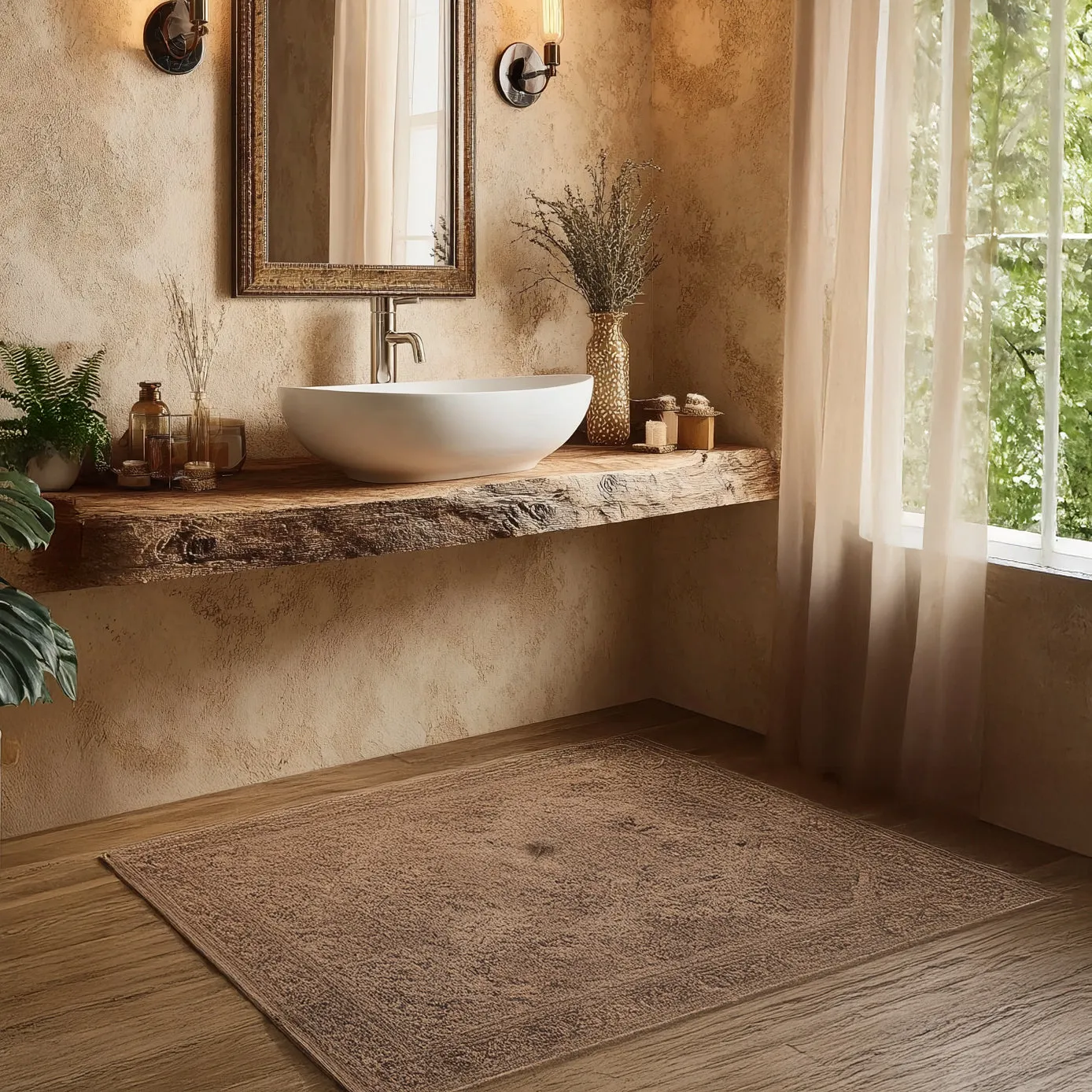 Rustic Vanity Corner Shelf – Handmade Live Edge Bathroom Shelf, Farmhouse Wall Mounted with Brackets - Image 3