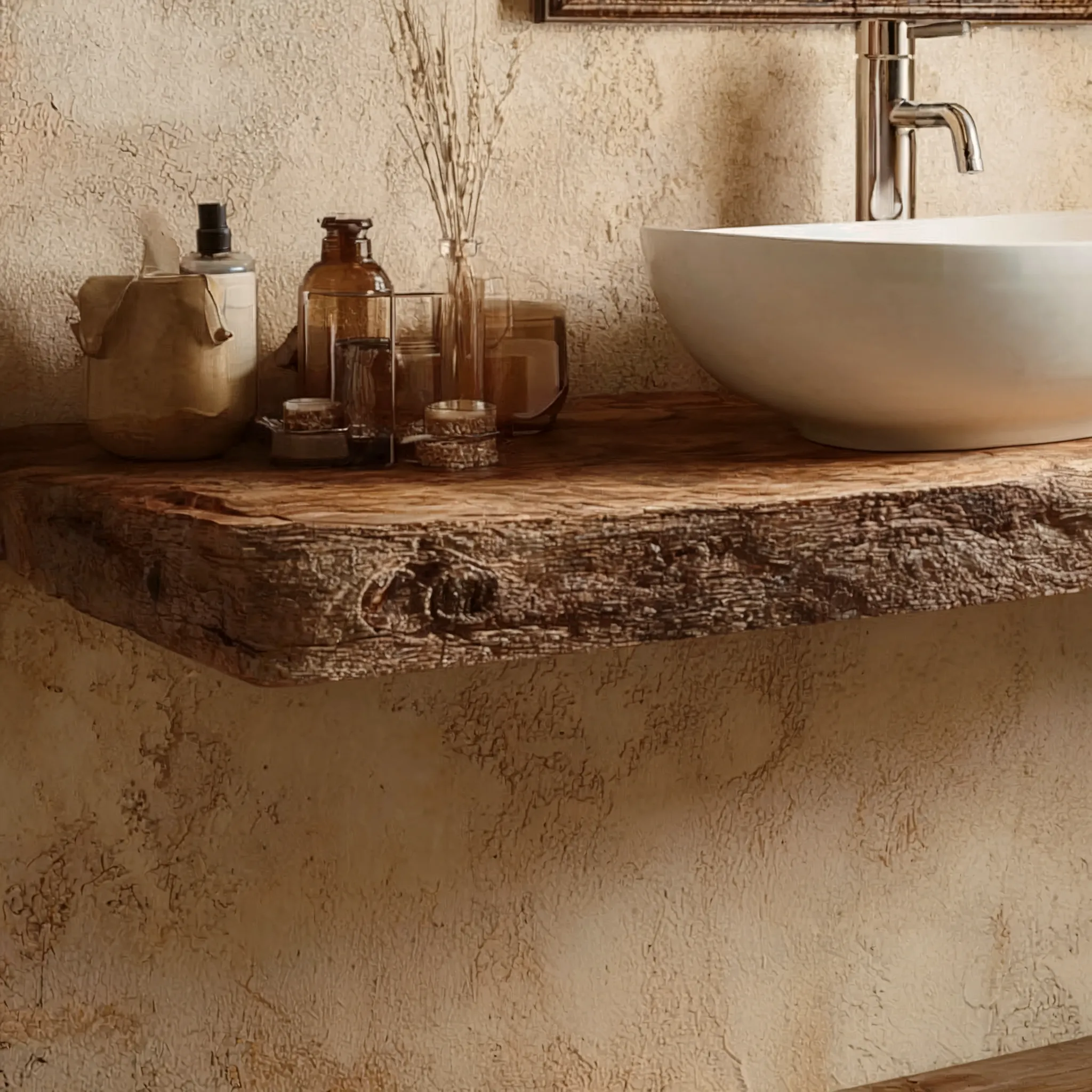 Rustic Vanity Corner Shelf – Handmade Live Edge Bathroom Shelf, Farmhouse Wall Mounted with Brackets - Image 4