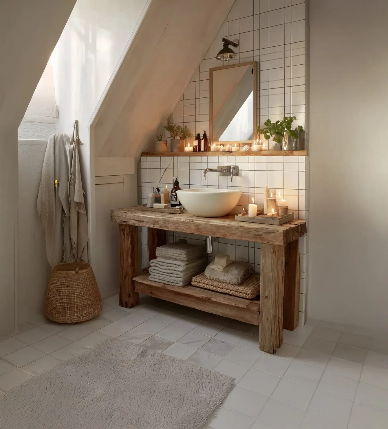 Rustic Reclaimed Wood Bathroom Vanity – Handmade Solid Timber Sink Console with Shelf - Image 2
