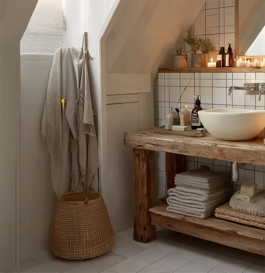Rustic Reclaimed Wood Bathroom Vanity – Handmade Solid Timber Sink Console with Shelf - Image 3