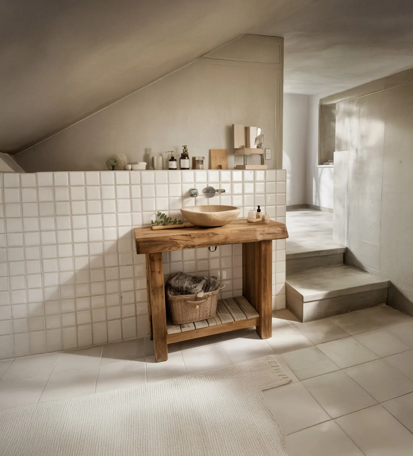 Handmade Solid Wood Bathroom Vanity – Rustic Live Edge Sink Console with Shelf - Image 2