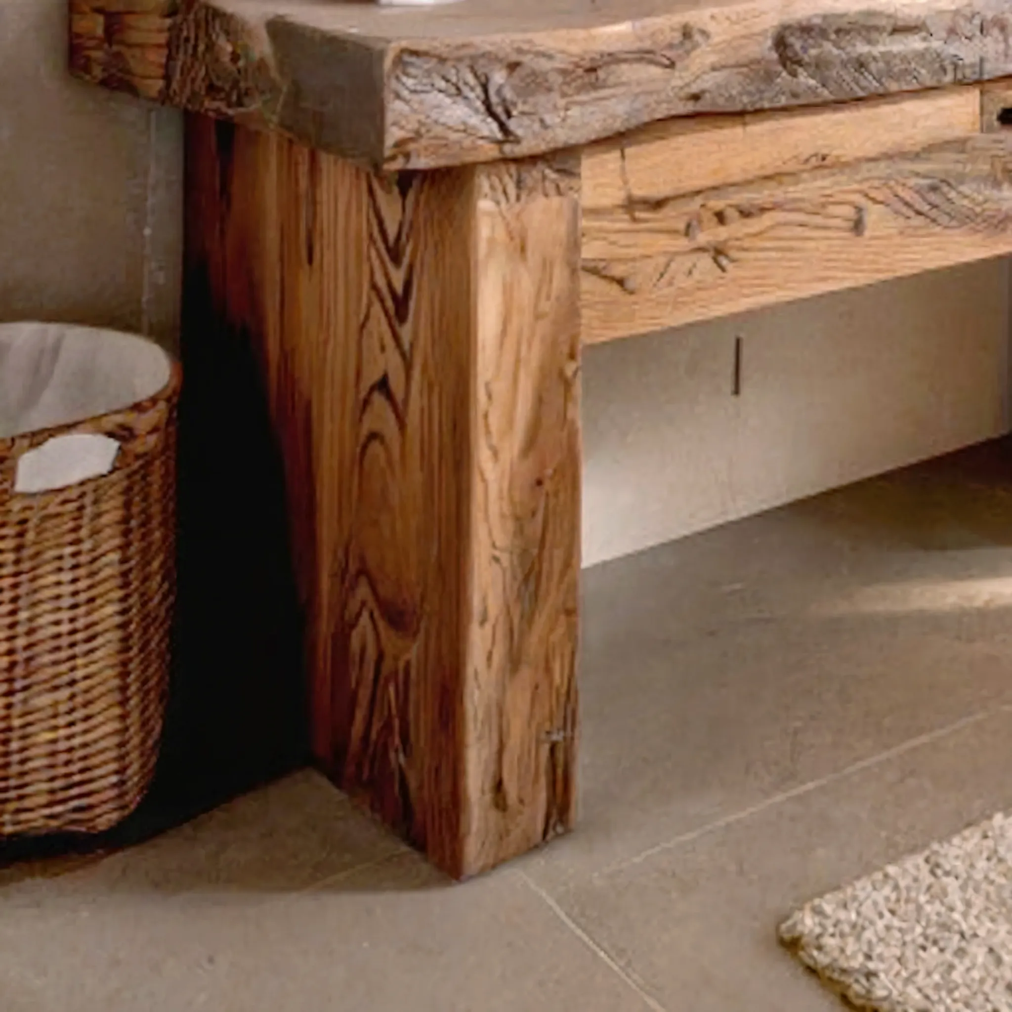 Handcrafted Reclaimed Oak Bathroom Vanity – Single or Double Sink Rustic Farmhouse Cabinet - Image 3