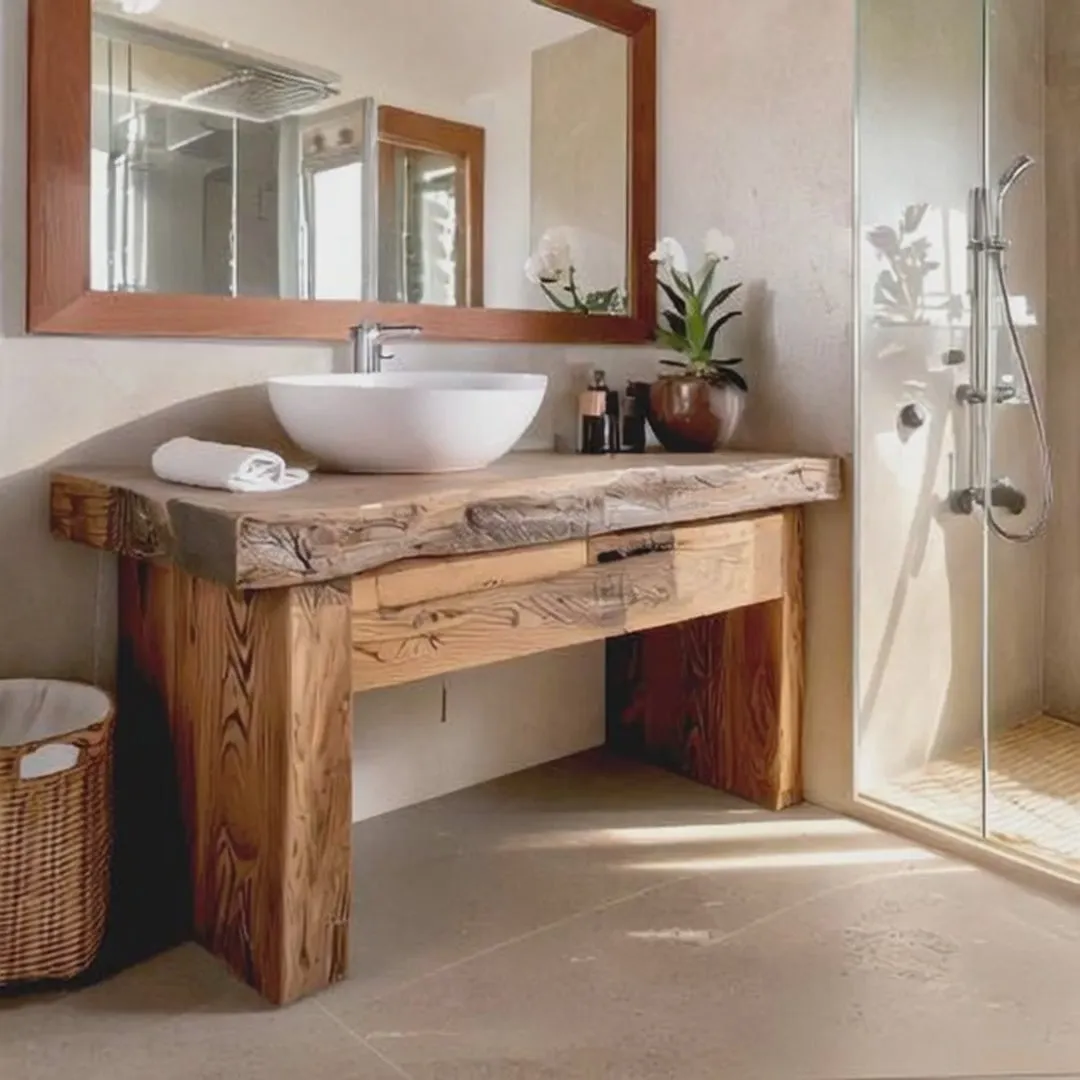 Handcrafted Reclaimed Oak Bathroom Vanity – Single or Double Sink Rustic Farmhouse Cabinet - Image 4