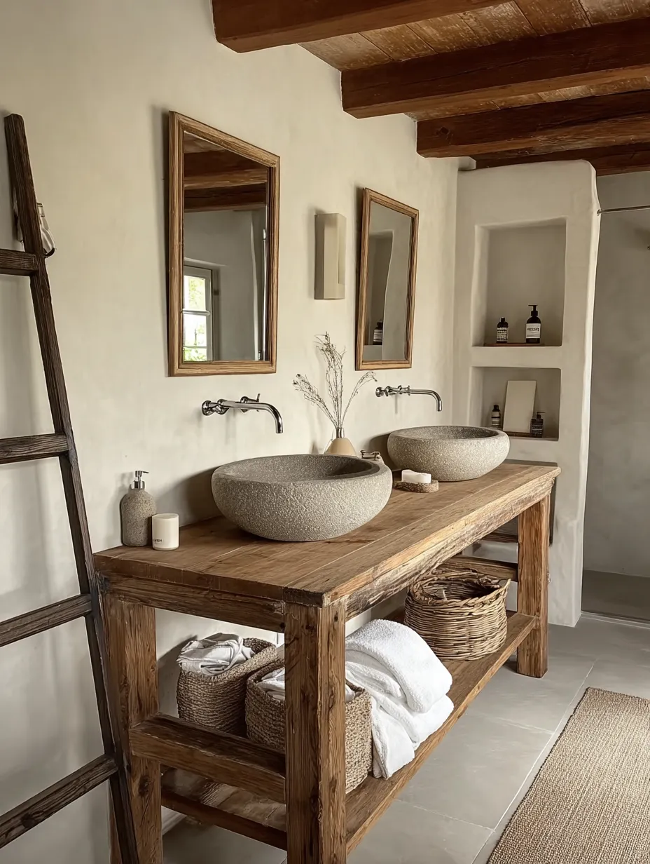 Handcrafted Bathroom Rustic Floating Vanity – Reclaimed Wood Live Edge Shelf, Custom Natural Sink Vanity - Image 2