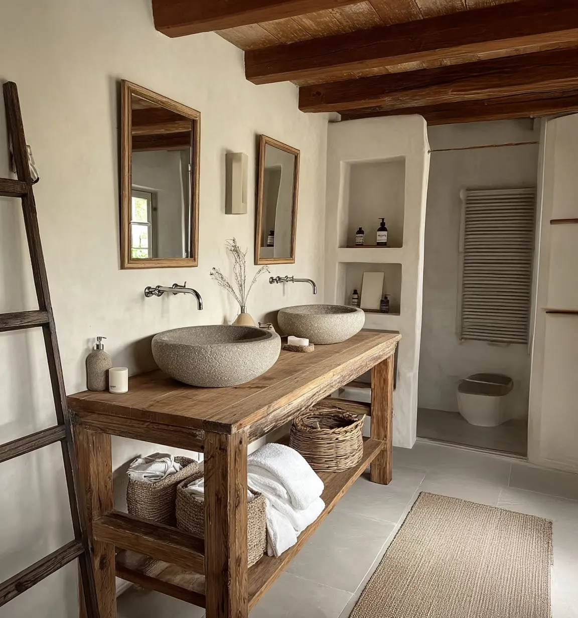 Handcrafted Bathroom Rustic Floating Vanity – Reclaimed Wood Live Edge Shelf, Custom Natural Sink Vanity - Image 3