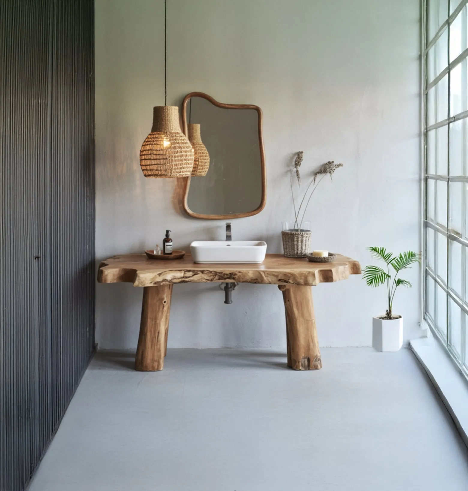 Rustic Bathroom Vanity – Solid Handmade Farmhouse Live Edge Reclaimed Wood Cabinet - Image 4