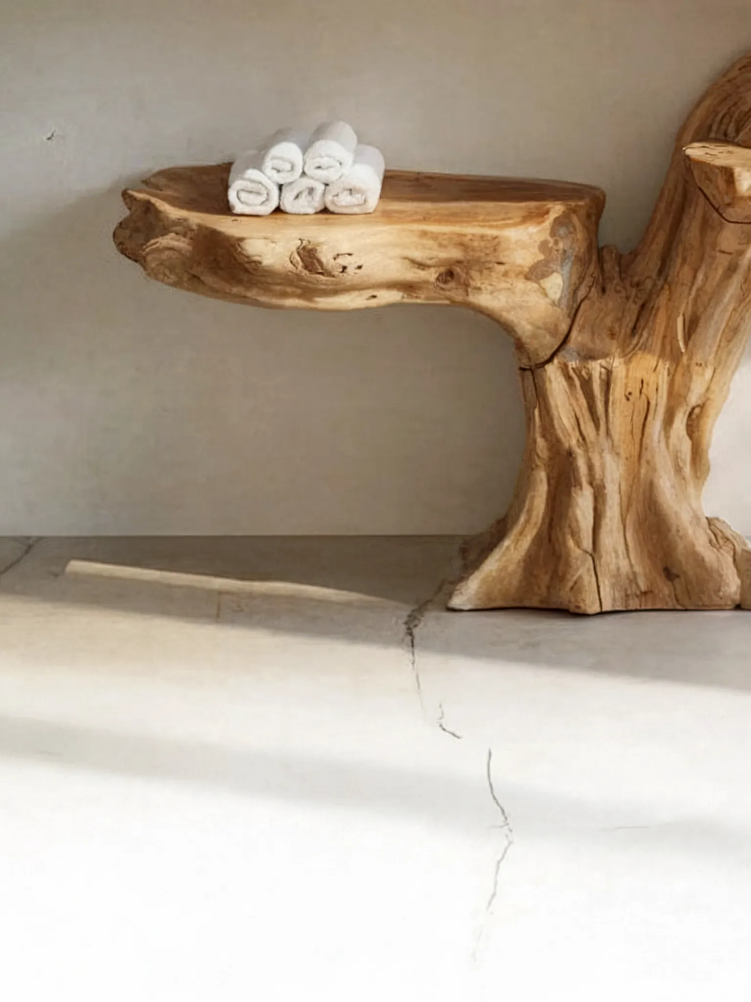 Rustic Wall Mounted Vessel Sink – Reclaimed Live Edge Wooden Bathroom Vanity - Image 3