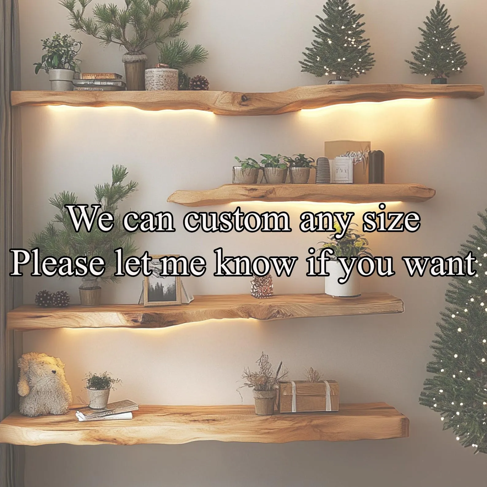 Floating Corner Wall Shelves Aquarium Decoration Live Edge Floating Shelves Wooden Floating Shelves Home Decor Christmas Gift - Image 6