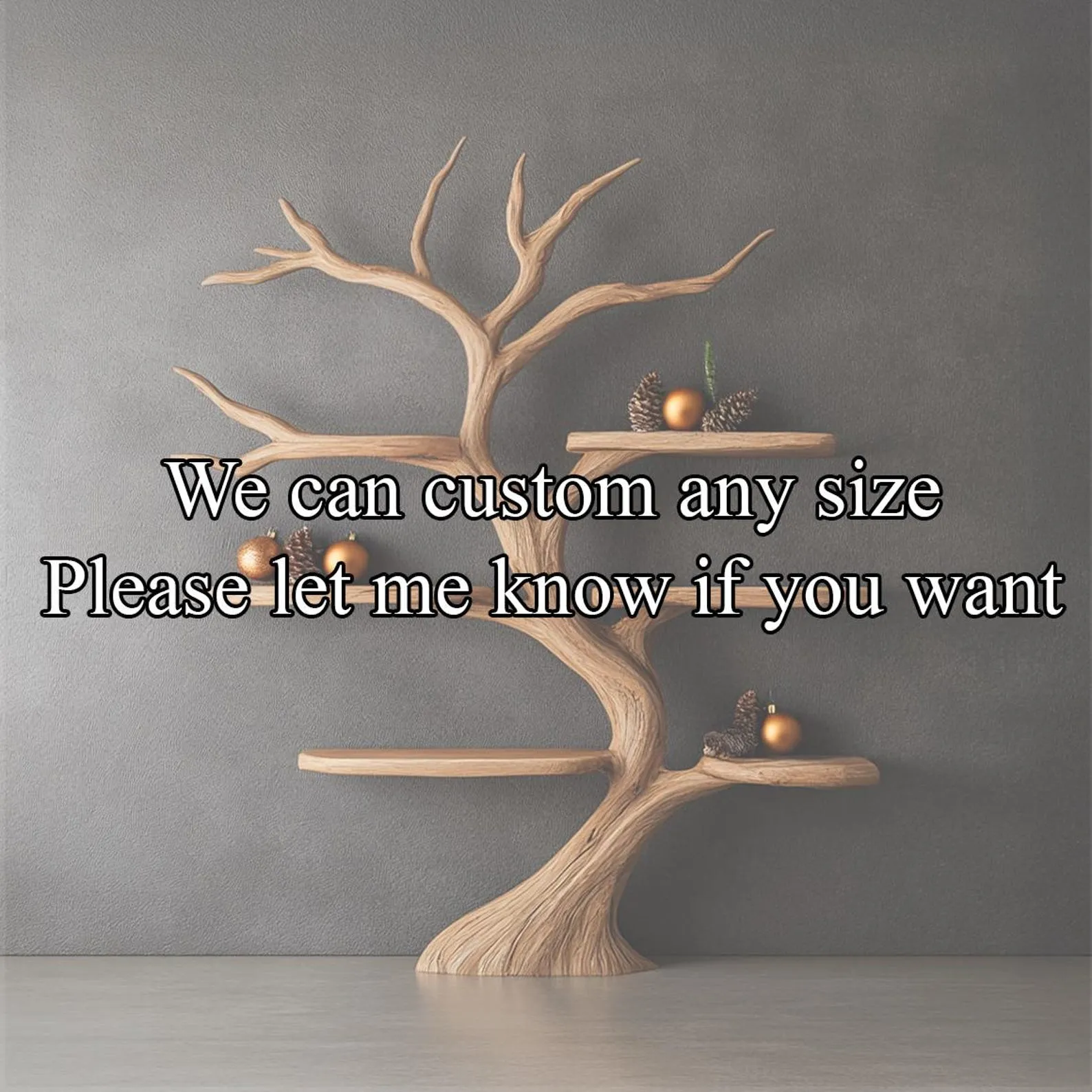 Tree Bookshelf Wood Bookcase Wall Bookshelf Handmade Furniture for Cozy Christmas Home Decor - Image 3