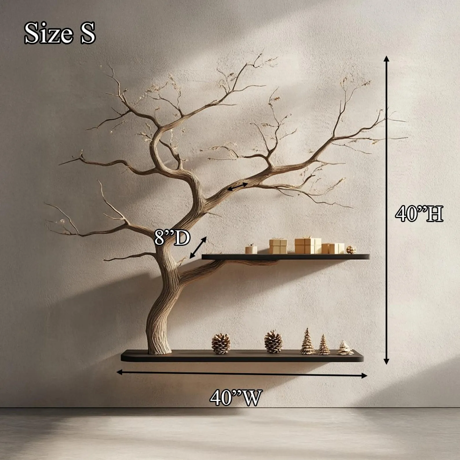 Tree Bookshelf Live Edge Floating Shelf Custom Bookcase Wood Furniture for Home and Christmas Decor - Image 4