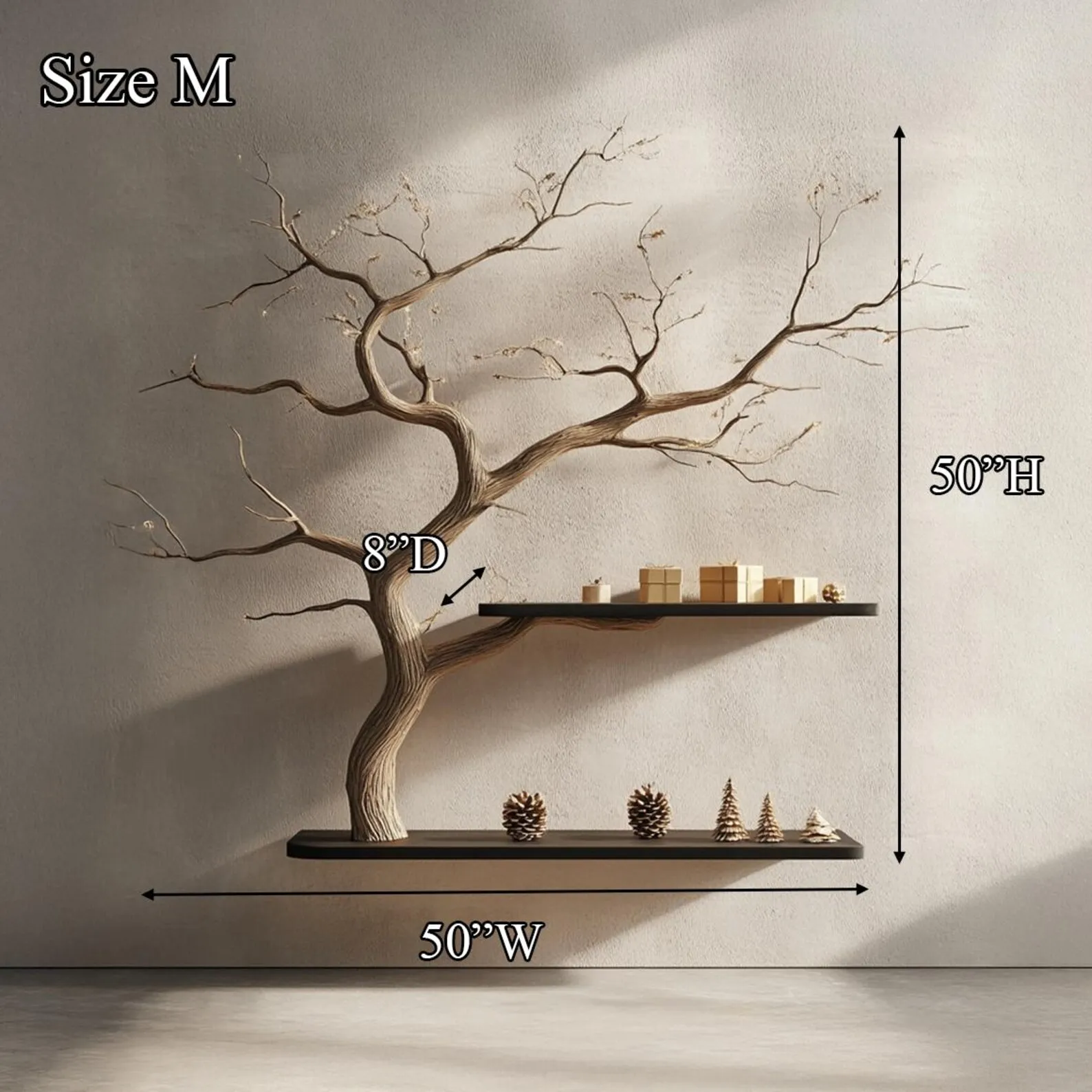 Tree Bookshelf Live Edge Floating Shelf Custom Bookcase Wood Furniture for Home and Christmas Decor - Image 5