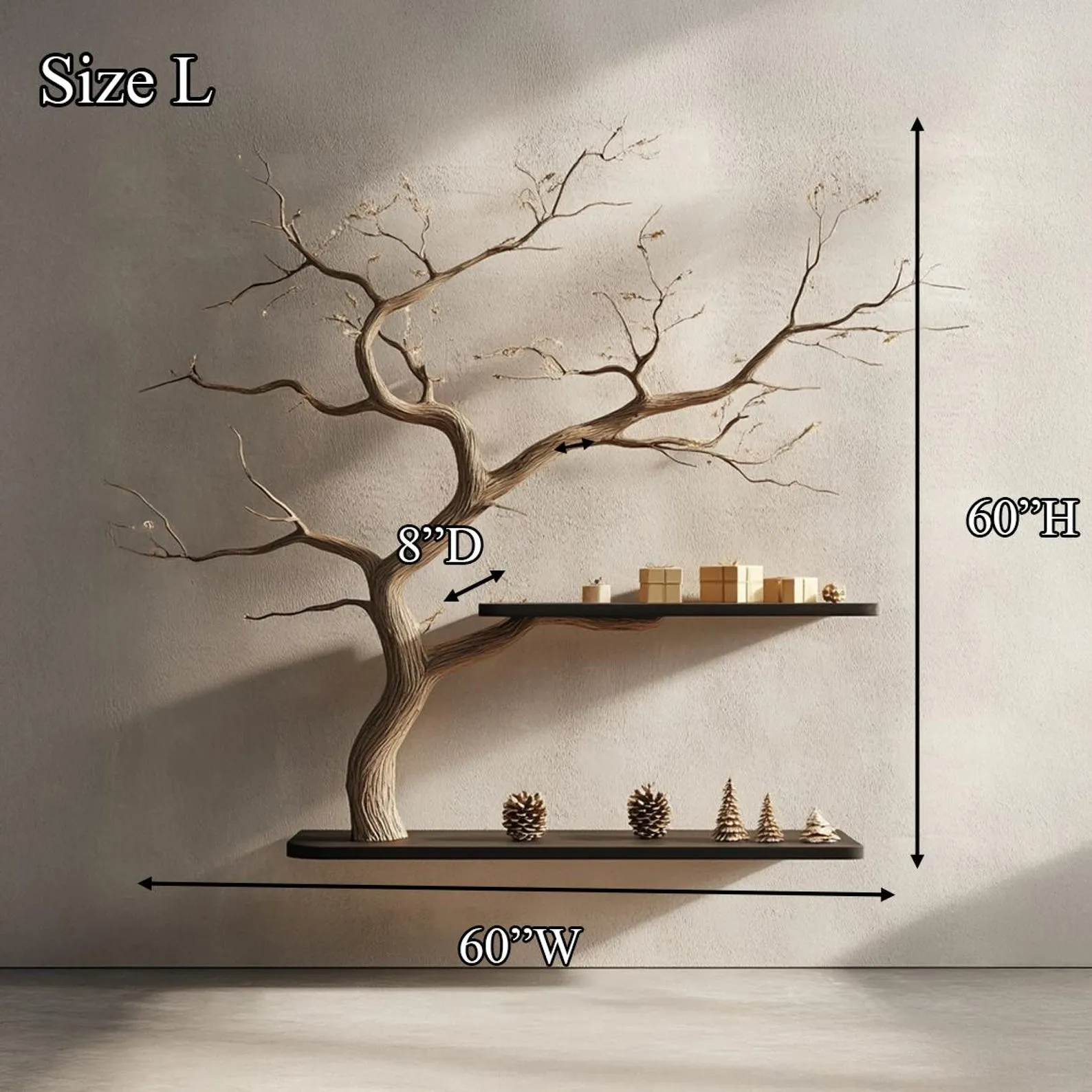 Tree Bookshelf Live Edge Floating Shelf Custom Bookcase Wood Furniture for Home and Christmas Decor - Image 6