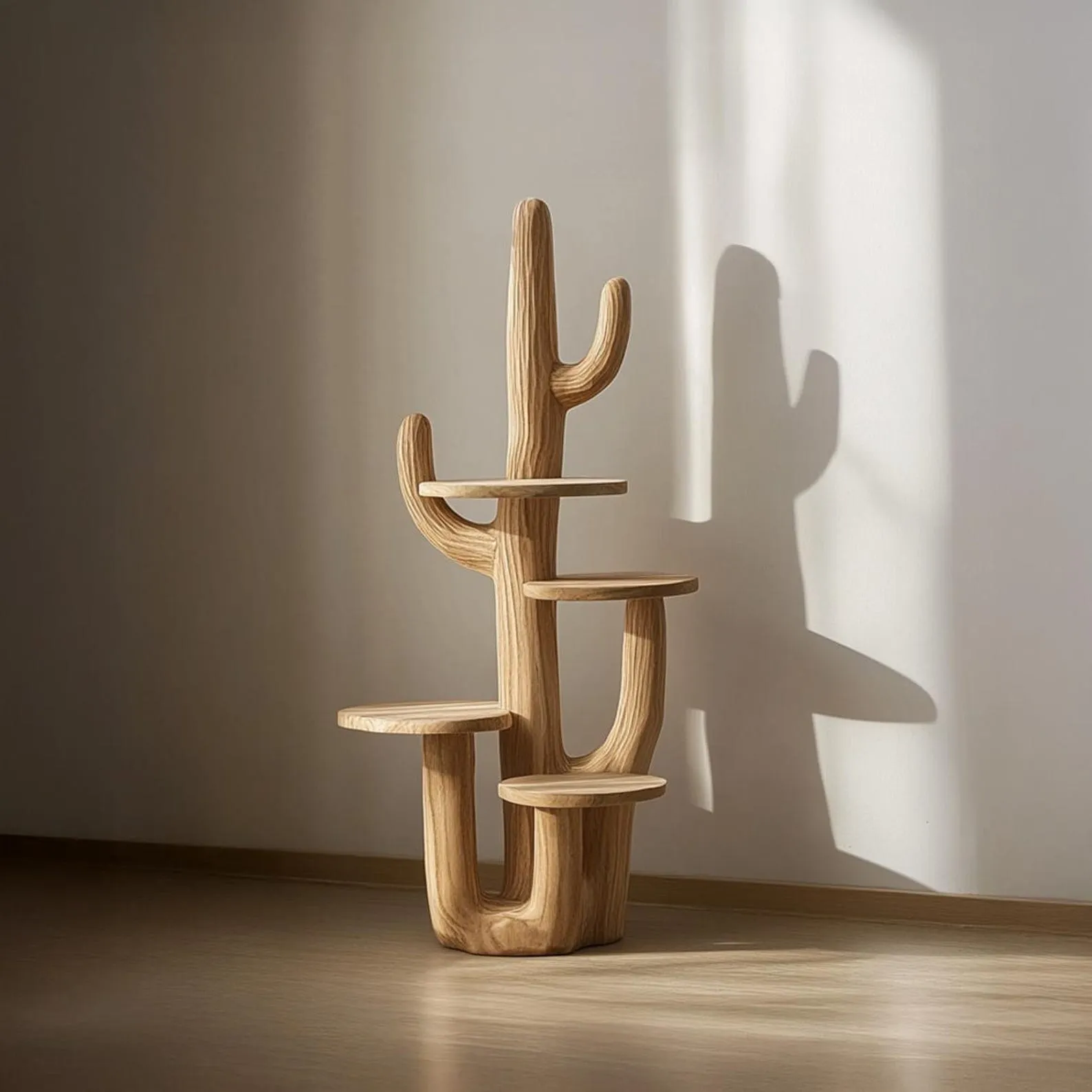 Wood Plant Stand Indoor Plant Shelf Cat Tower Cactus Shelf Wooden Furniture for Living Room Decor