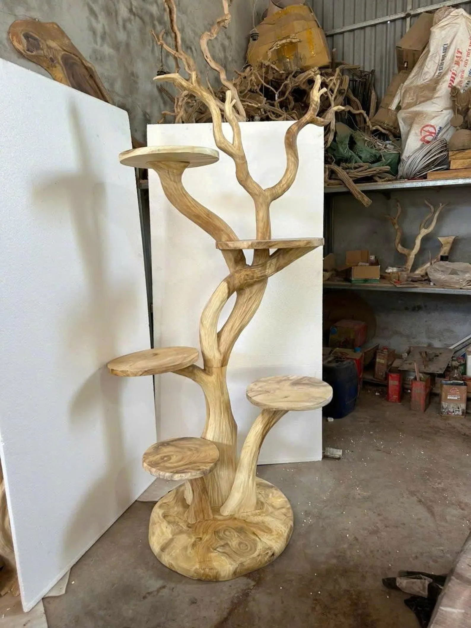 Wood Plant Stand Indoor Plant Shelf Cat Tower Cactus Shelf Wooden Furniture for Living Room Decor - Image 7