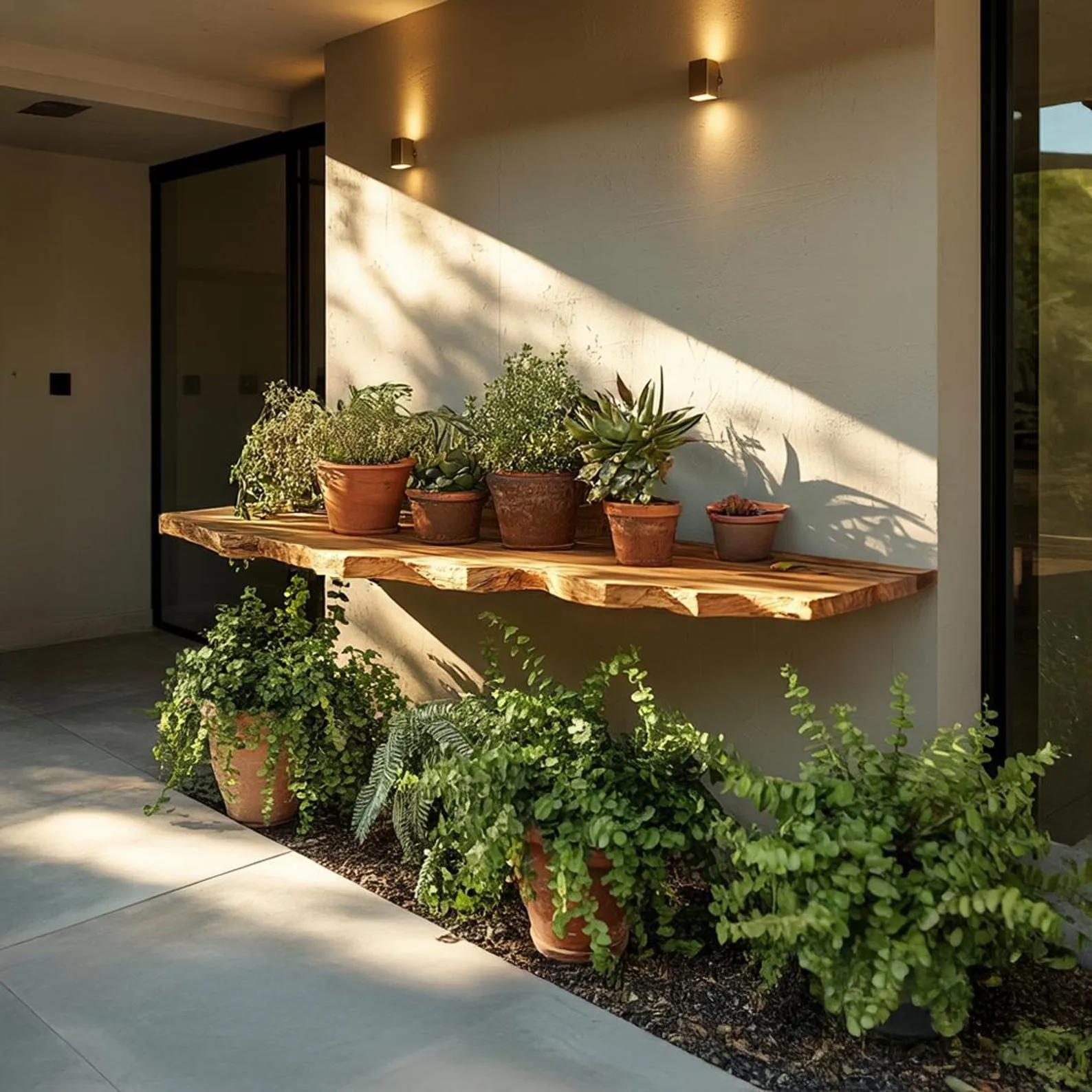 Handcrafted Solid Wood Floating Shelf Farmhouse Garden Furniture Vintage Outdoor Decor