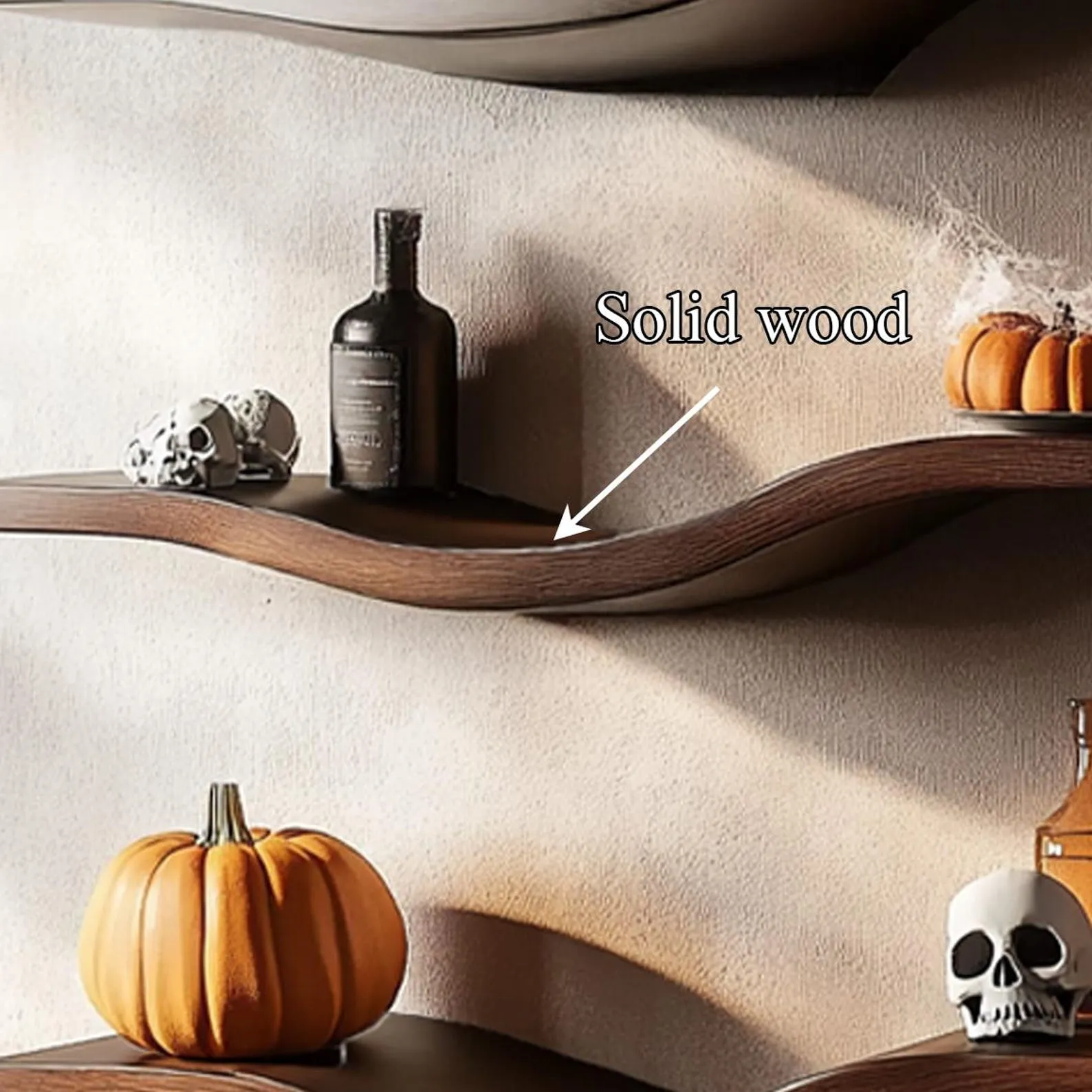 Rustic Solid Wood Floating Shelf Farmhouse Bookcase Handmade Furniture for Halloween Decorations - Image 5