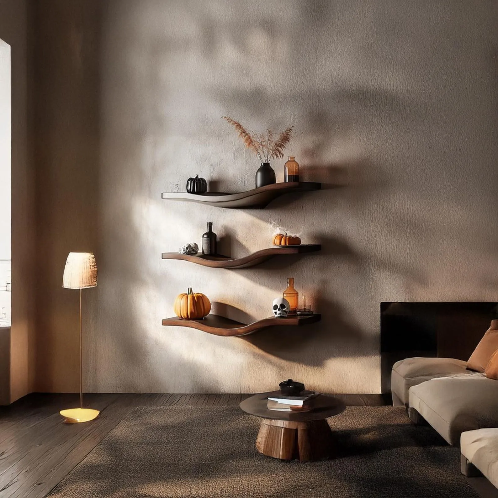 Rustic Solid Wood Floating Shelf Farmhouse Bookcase Handmade Furniture for Halloween Decorations - Image 7