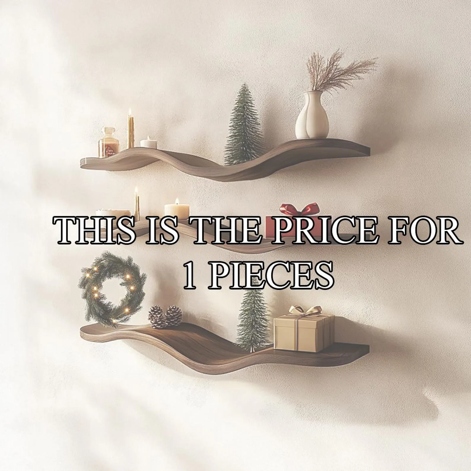 Solid Wood Floating Shelf Custom Bookcase Farmhouse Shelf Unique Furniture for Christmas Home Decor - Image 2