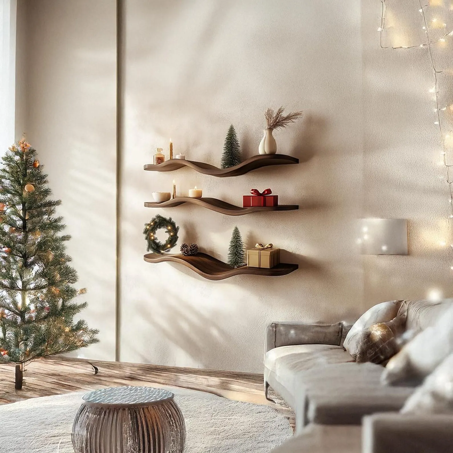 Solid Wood Floating Shelf Custom Bookcase Farmhouse Shelf Unique Furniture for Christmas Home Decor - Image 7