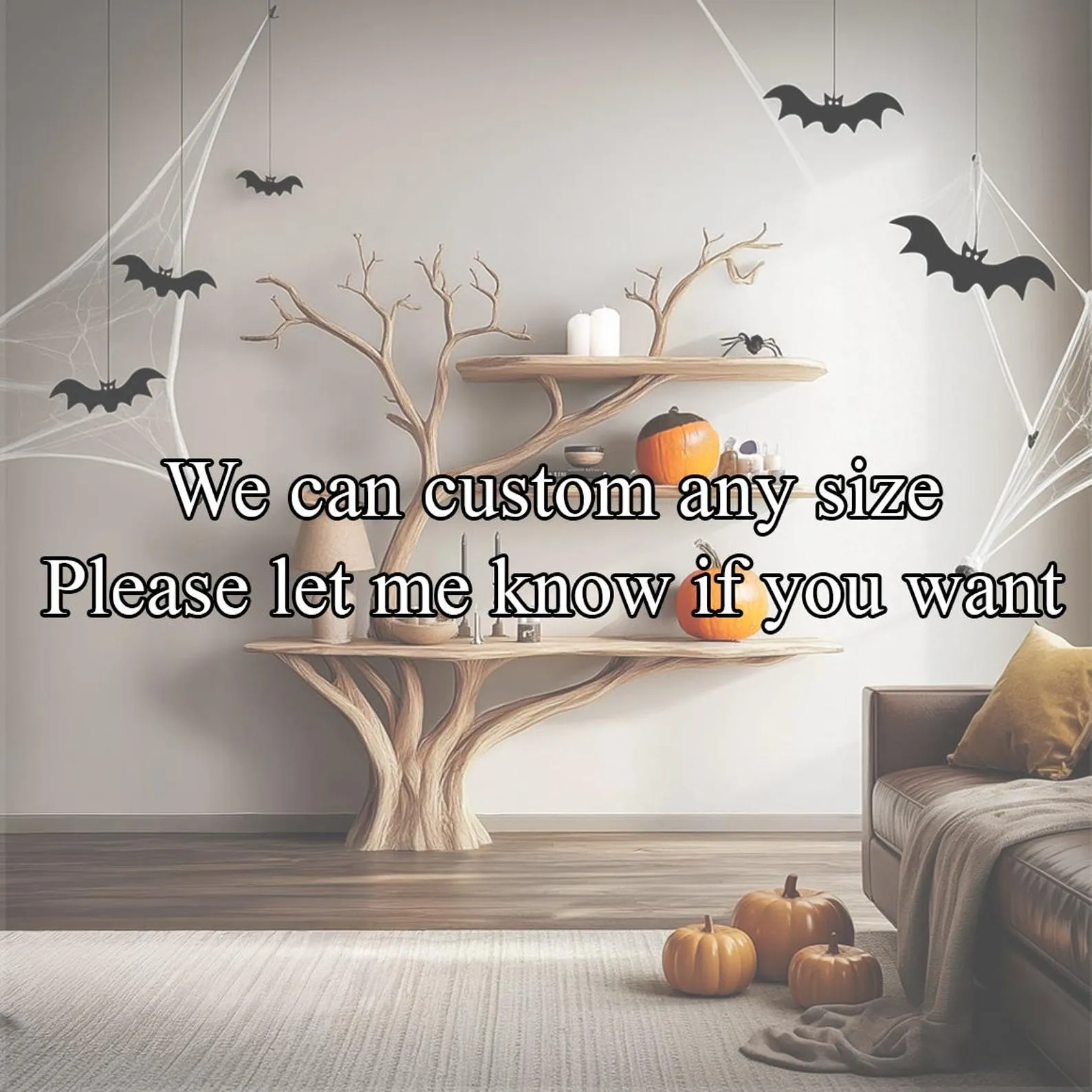 Rustic Live Edge Console Table Handmade Wood Entryway Desk Bookshelves Farmhouse Furniture Halloween Home Decor - Image 2