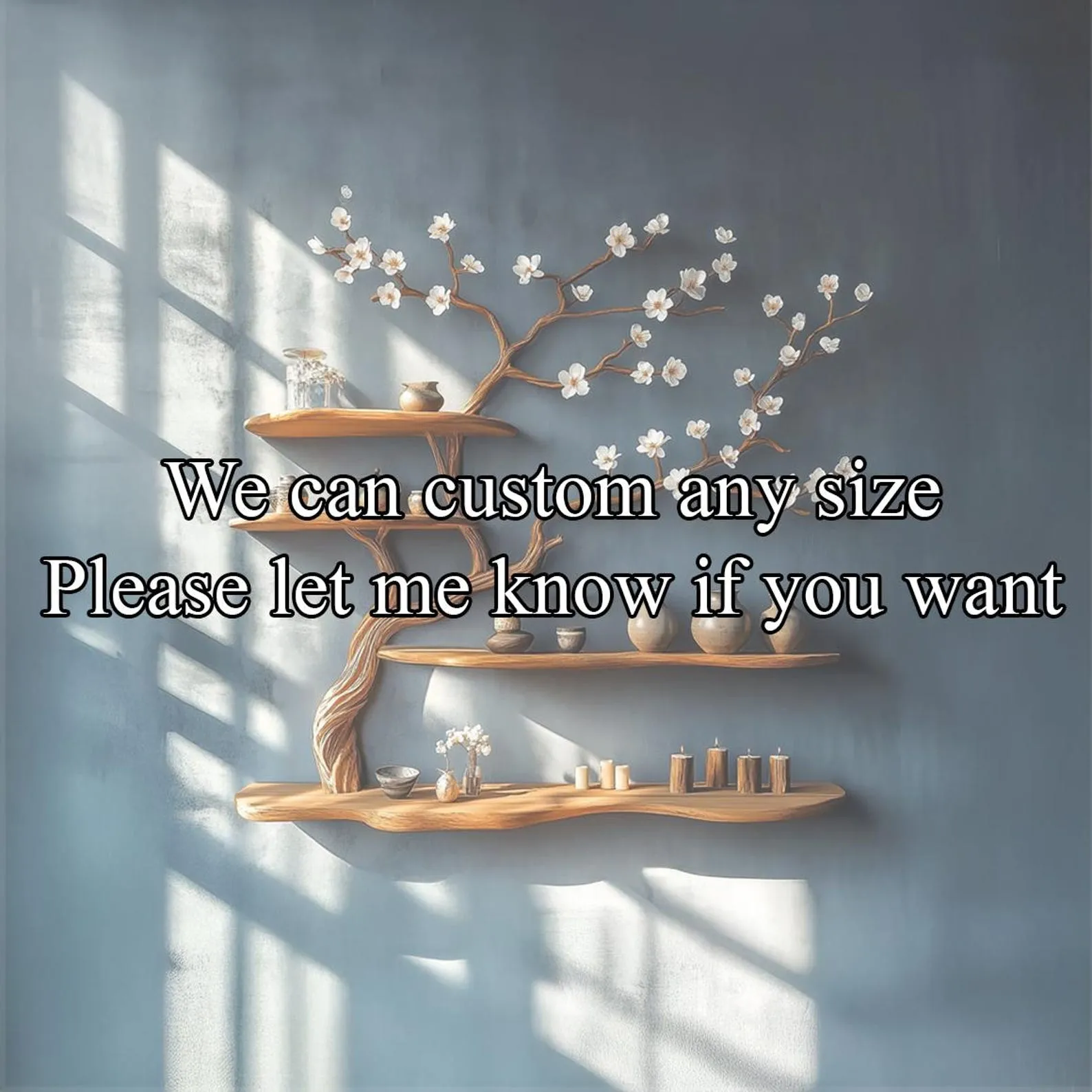 Rustic Solid Wood Tree Bookshelf Wall Art, Handcrafted Blossom Branch Shelf, Nature Inspired Living Room Decor - Image 7