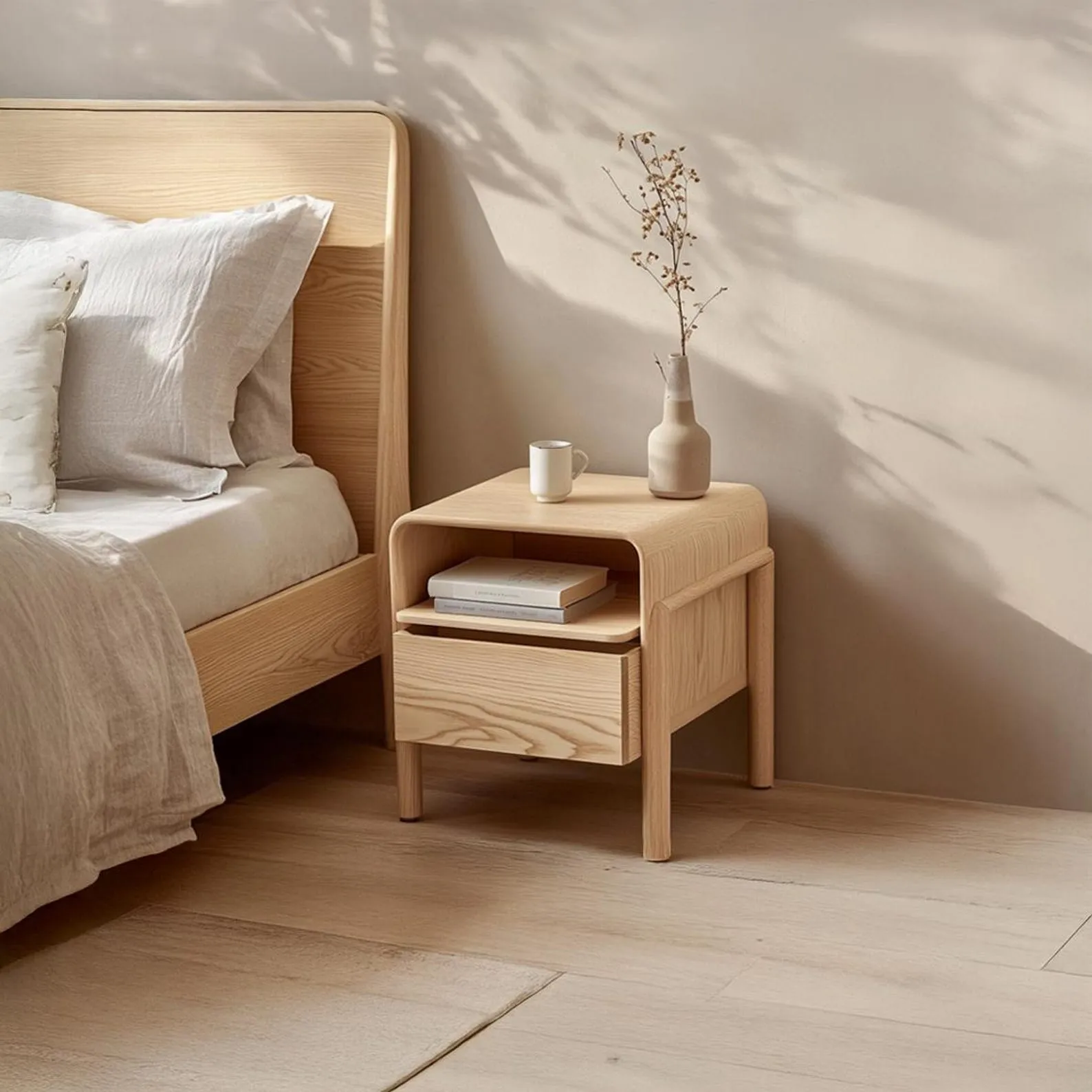 Wood Bedside Table Handcrafted Nightstand Solid Wood Farmhouse Table Vintage Bedroom Decor