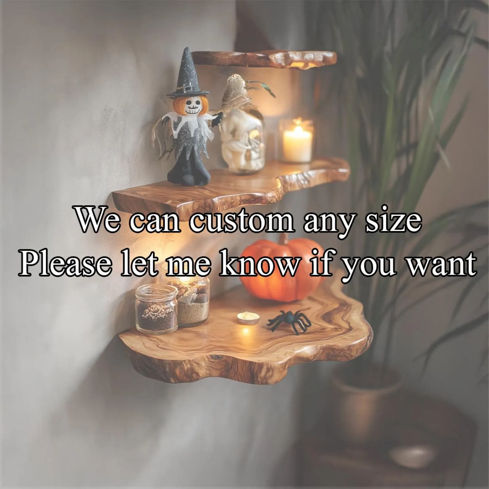 Live Edge Floating Shelf Wood Grain Floating Shelf Branch Shelf Halloween Home Decor Housewarming Gift - Image 3