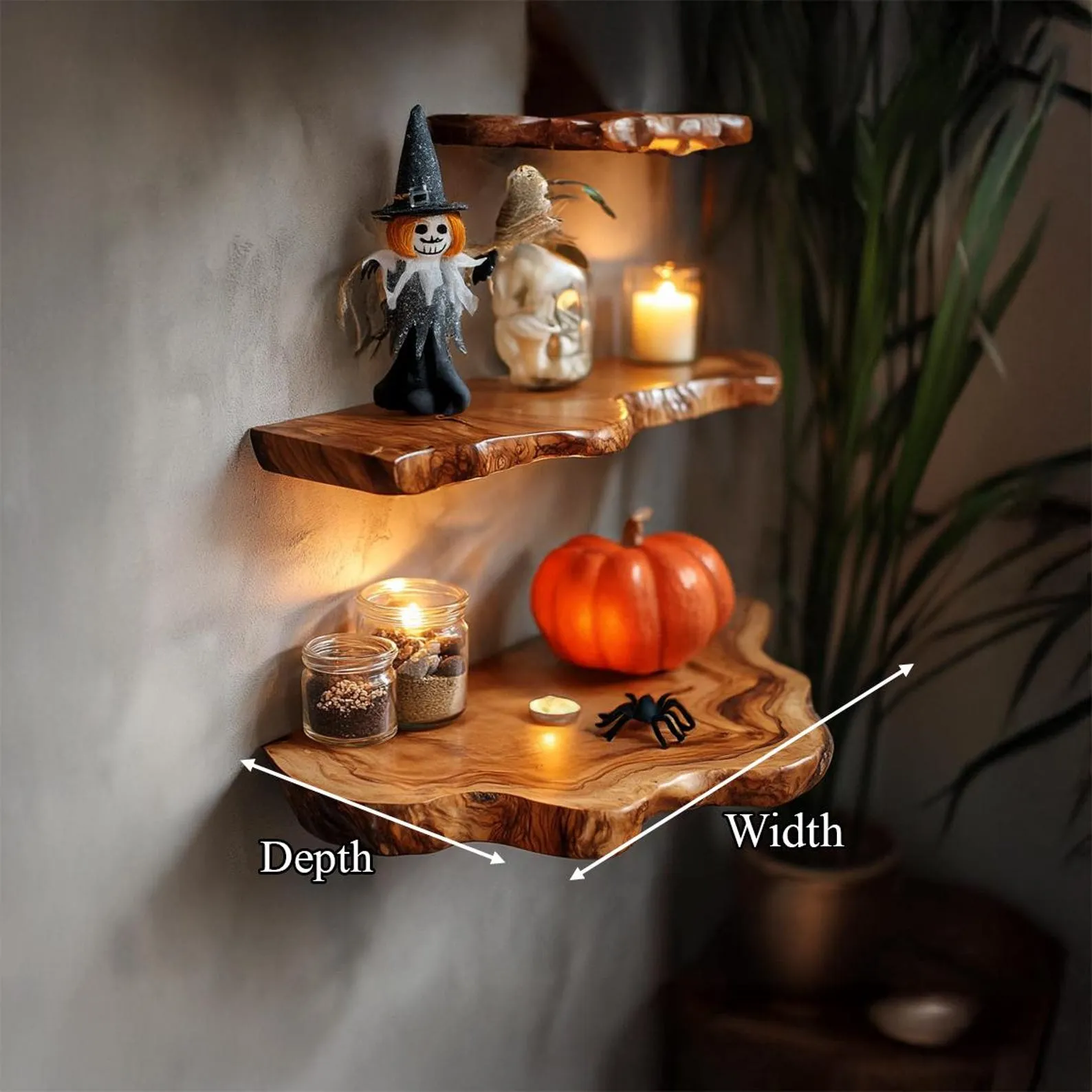 Live Edge Floating Shelf Wood Grain Floating Shelf Branch Shelf Halloween Home Decor Housewarming Gift - Image 4