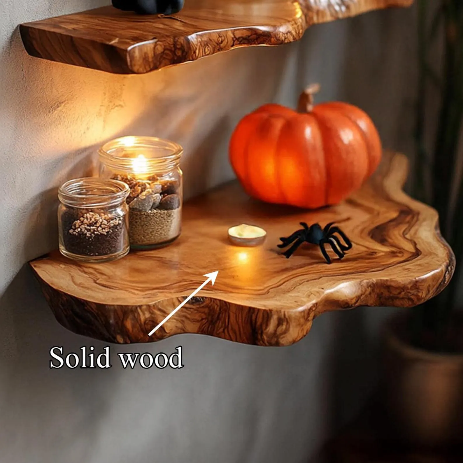 Live Edge Floating Shelf Wood Grain Floating Shelf Branch Shelf Halloween Home Decor Housewarming Gift - Image 6