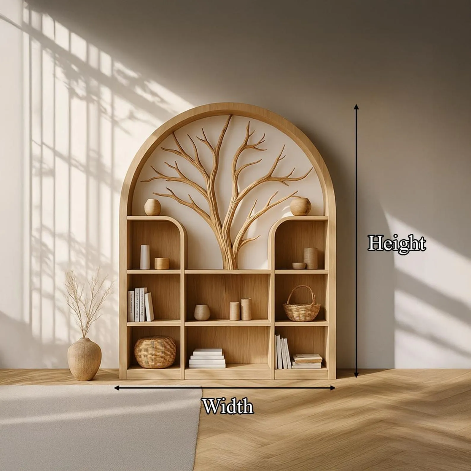Custom Wood Storage Cabinet Arched Montessori Bookcase Natural Wood Furniture Handmade Living Room Decor Housewarming Gift Her - Image 2