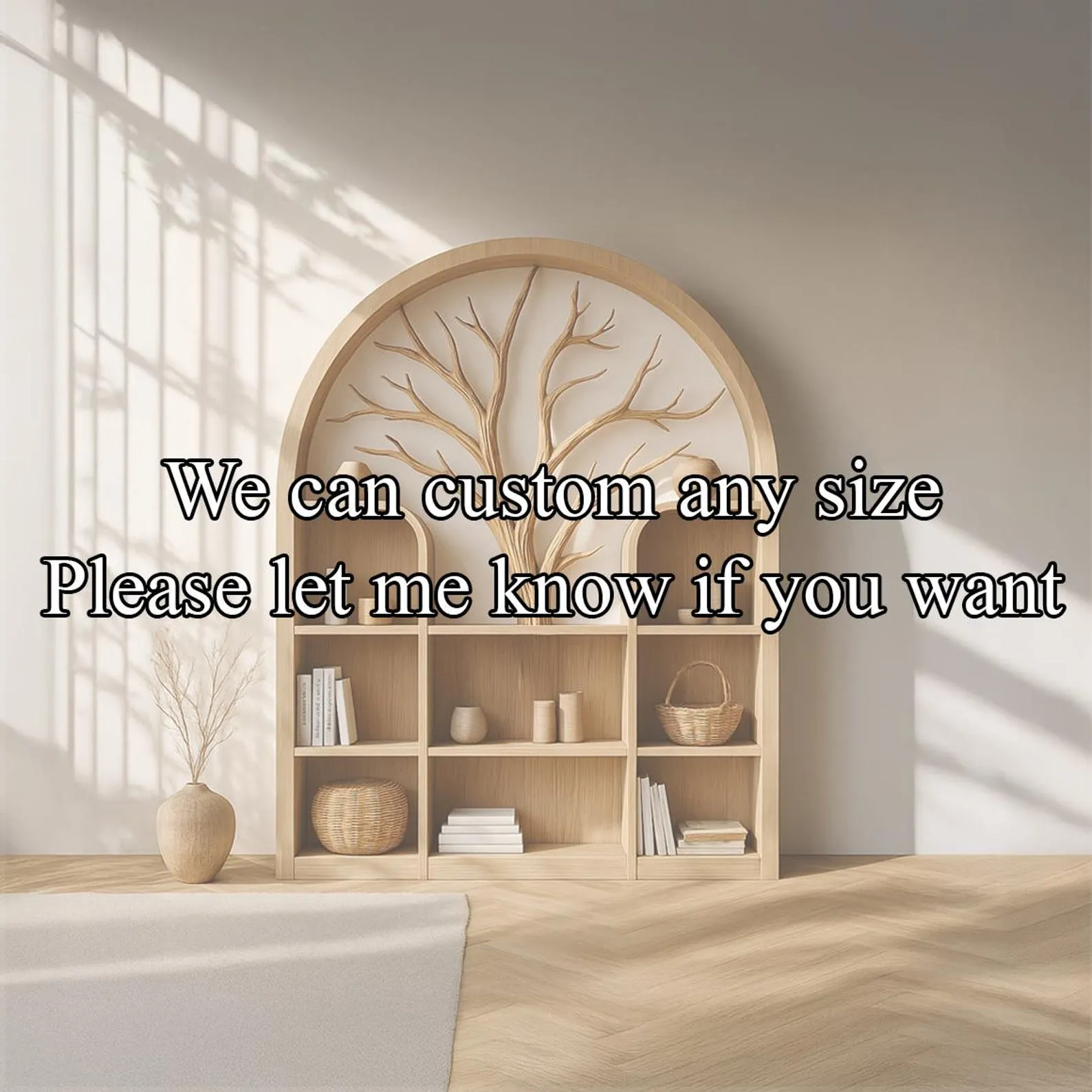 Custom Wood Storage Cabinet Arched Montessori Bookcase Natural Wood Furniture Handmade Living Room Decor Housewarming Gift Her - Image 3