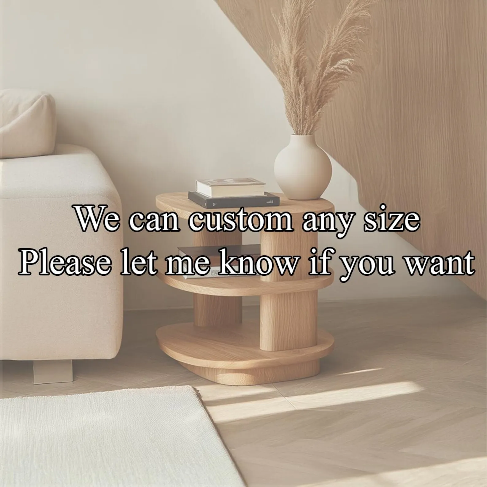 Natural Wood Beside Table Farmhouse Nightstand Rustic Bedroom Decor Wood Furniture - Image 2