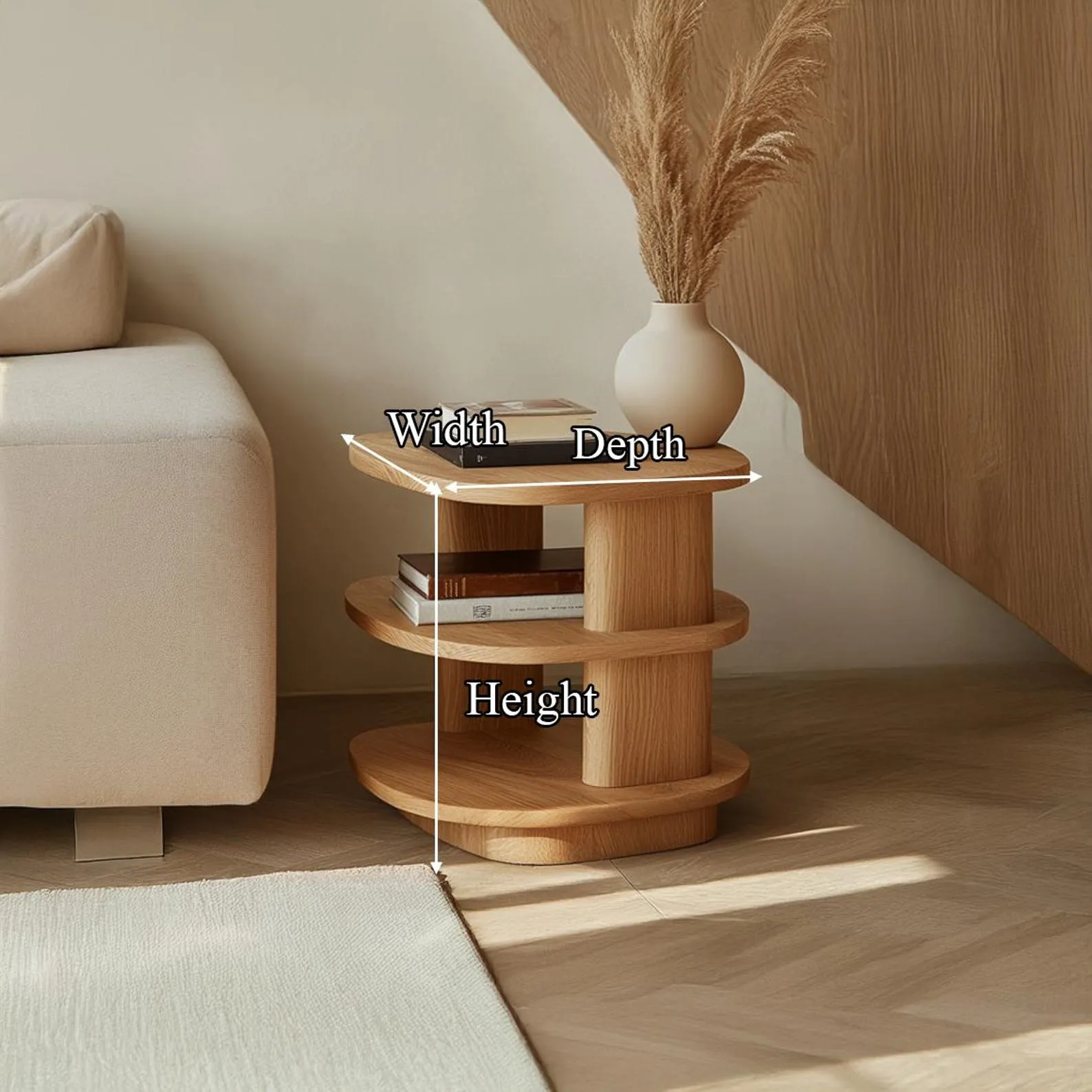 Natural Wood Beside Table Farmhouse Nightstand Rustic Bedroom Decor Wood Furniture - Image 3