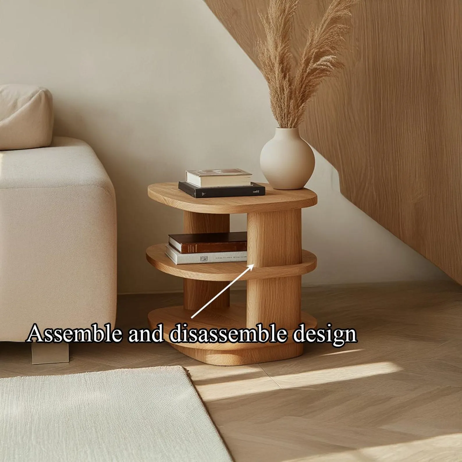 Natural Wood Beside Table Farmhouse Nightstand Rustic Bedroom Decor Wood Furniture - Image 4