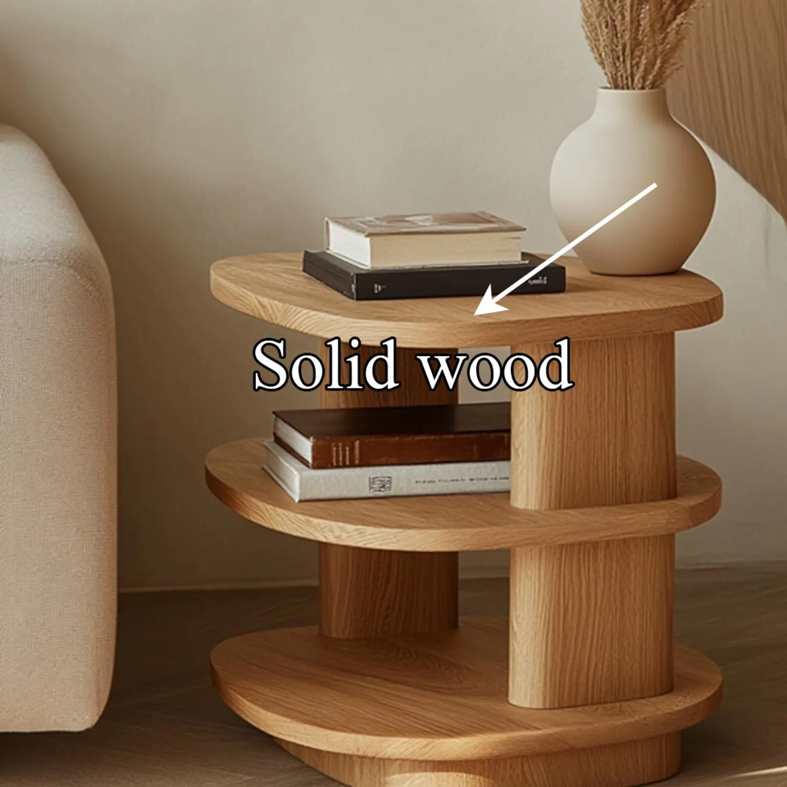 Natural Wood Beside Table Farmhouse Nightstand Rustic Bedroom Decor Wood Furniture - Image 5