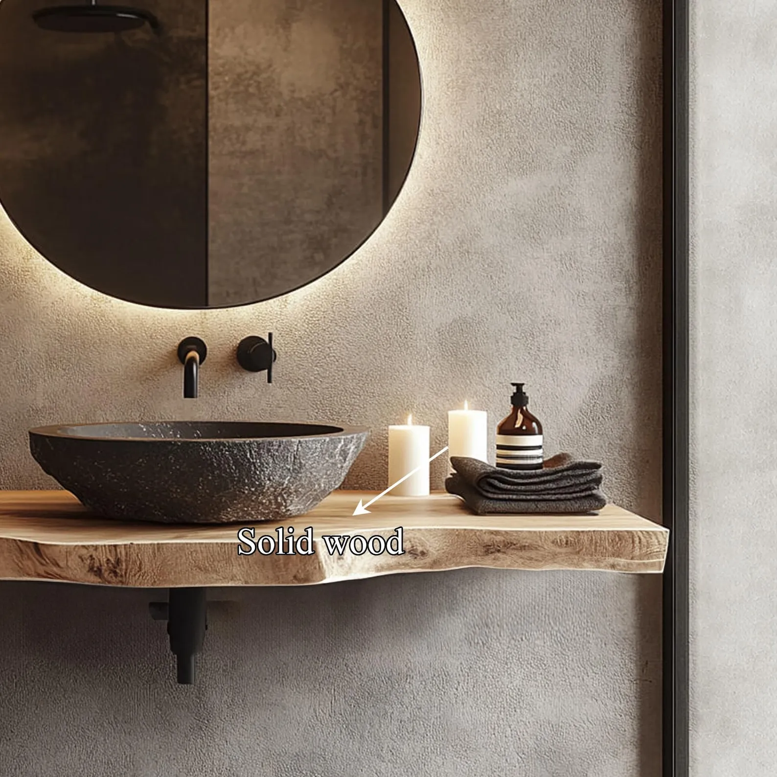 Rustic Floating Bathroom Vanity Solid Wood Sink Shelf Natural Wood Furniture Bathroom Storage Decor Handmade - Image 5