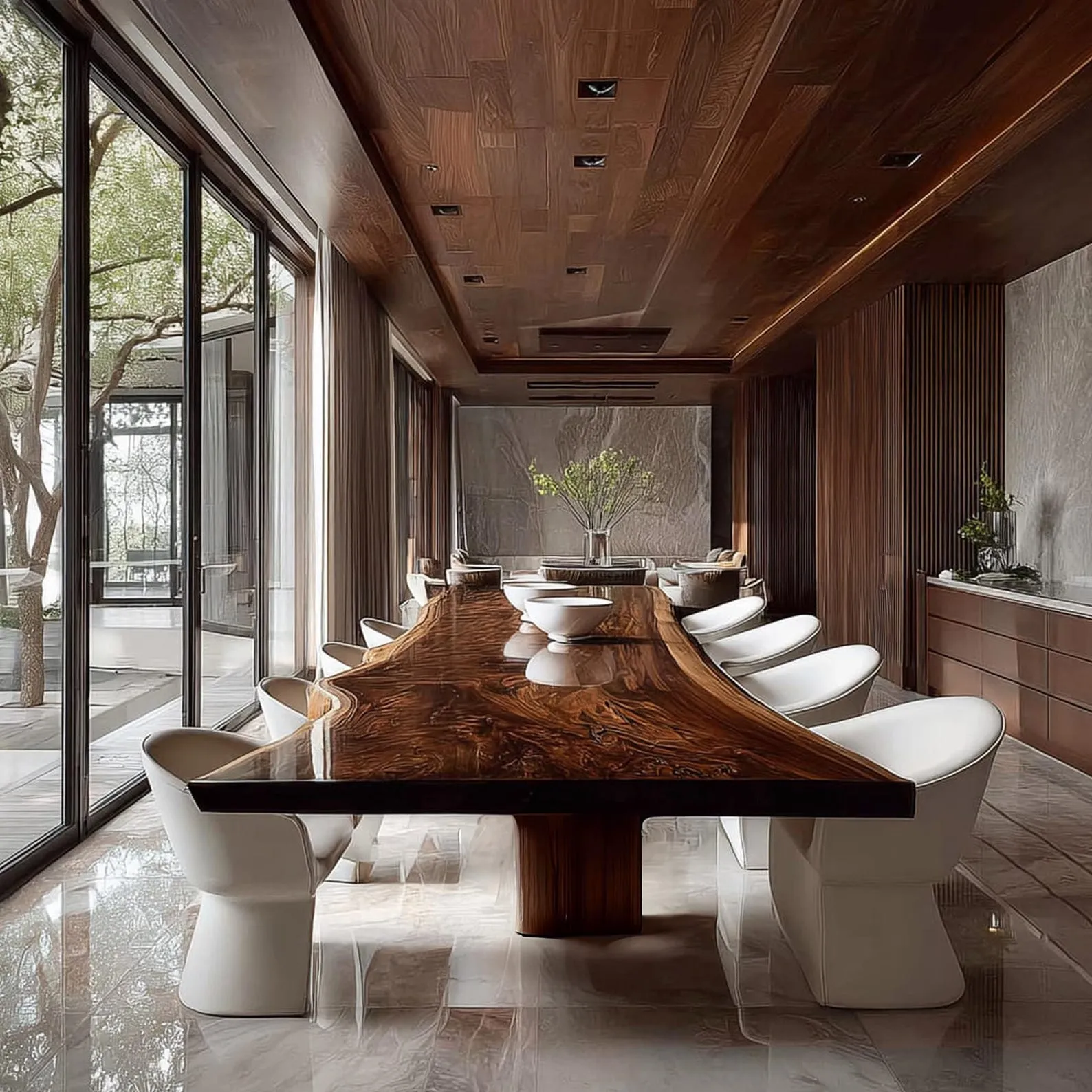 Solid Wood Dining Table Rustic Vintage Mid Century Dining Table Unique Furniture Natural Slab Handmade Housewarming Gift