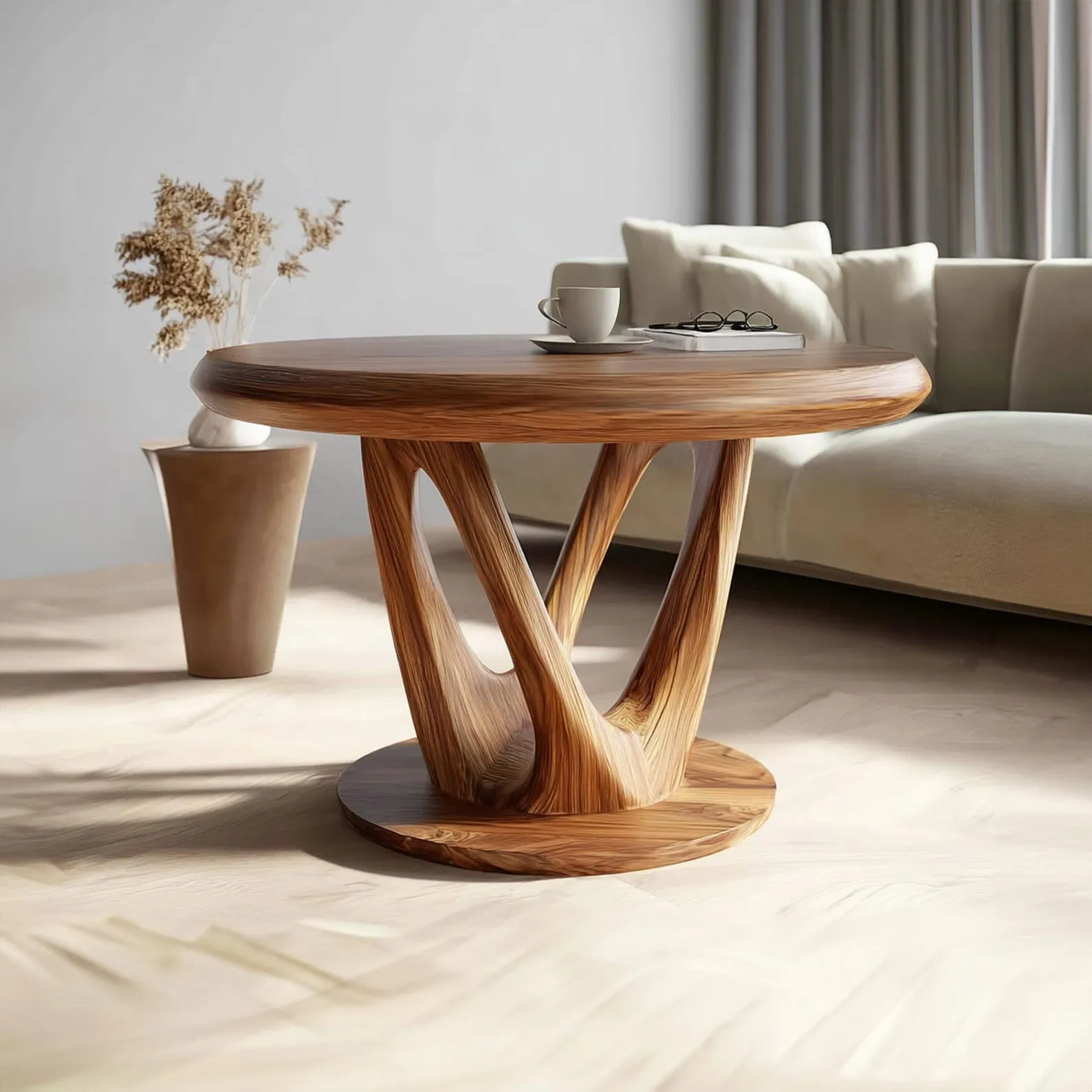 Round Wood Coffee Table Rustic Wood Coffee Table  Reclaimed Wood Coffee Table Farmhouse Round Coffee Table Decor Home Gift