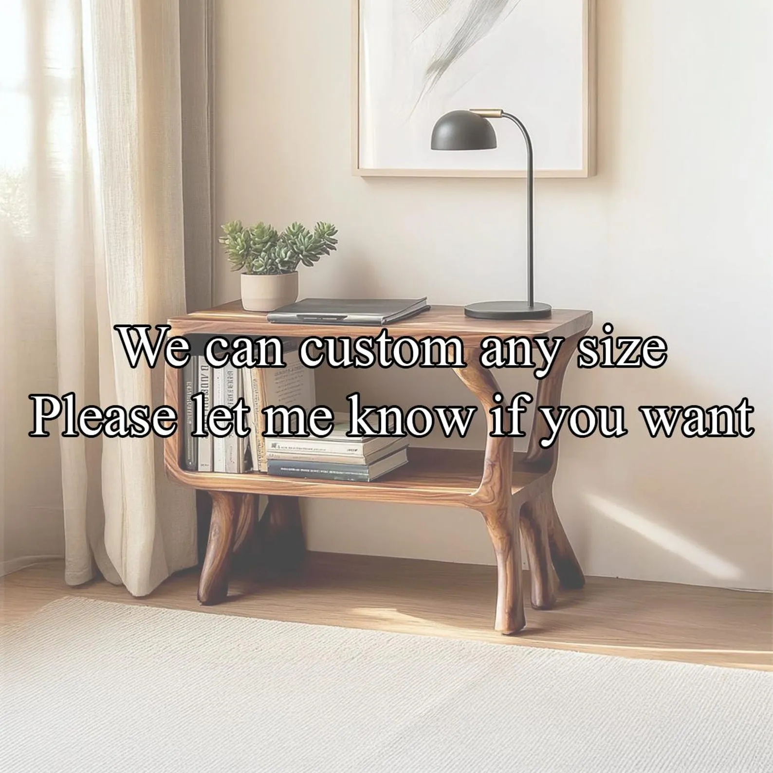 Rustic Solid Wood Beside Table Unique Living Room Decor Furniture and Housewarming Gift - Image 2