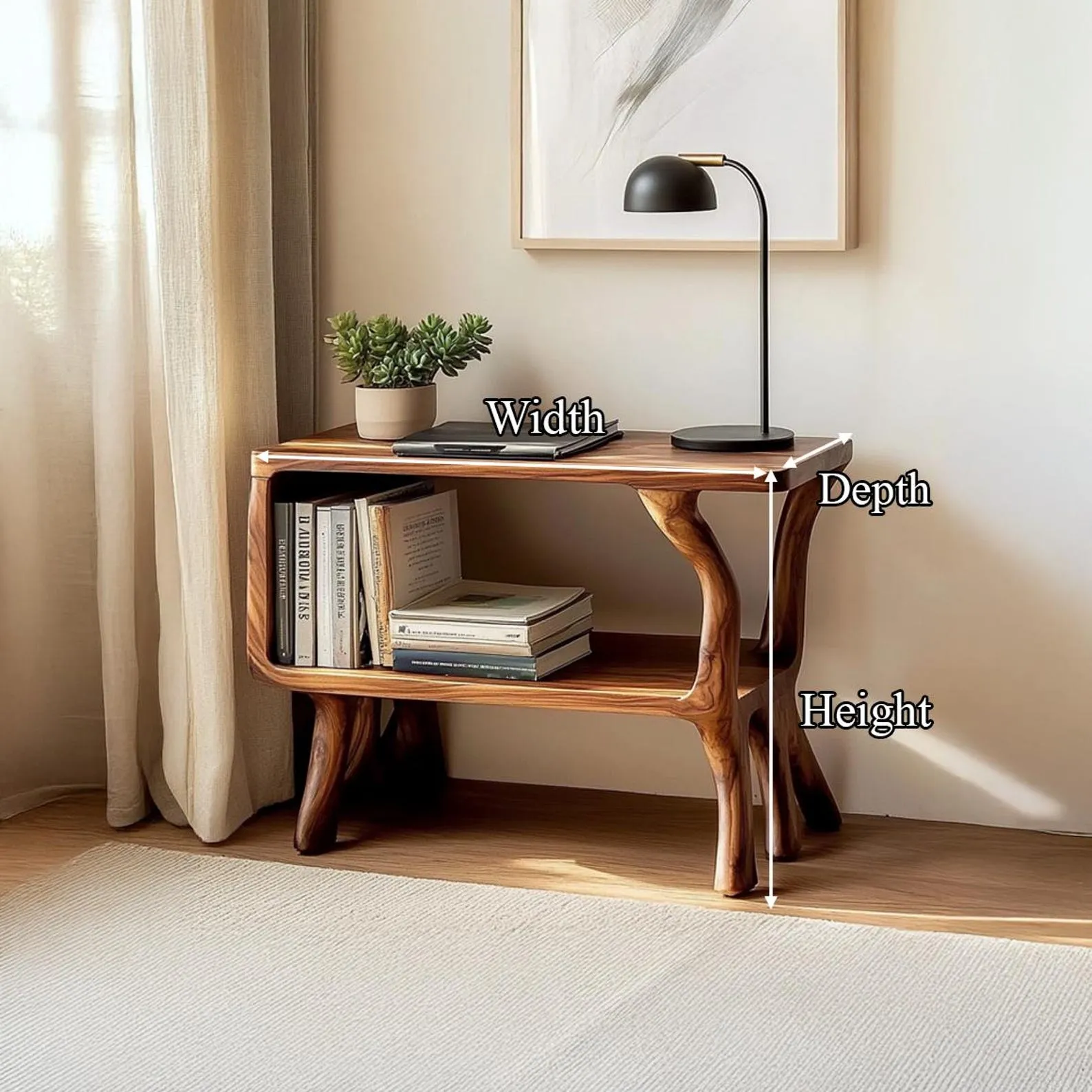 Rustic Solid Wood Beside Table Unique Living Room Decor Furniture and Housewarming Gift - Image 3