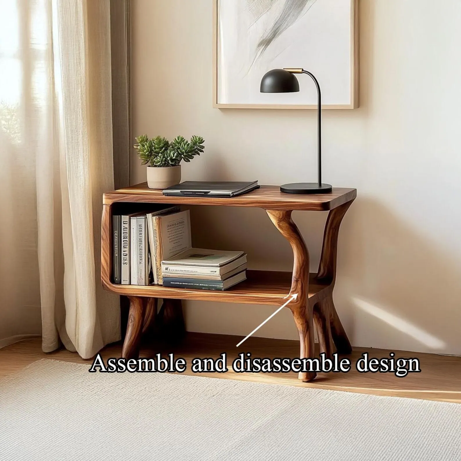 Rustic Solid Wood Beside Table Unique Living Room Decor Furniture and Housewarming Gift - Image 4