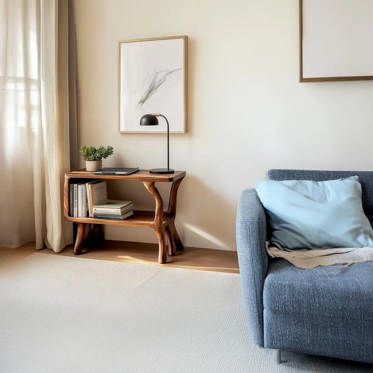 Rustic Solid Wood Beside Table Unique Living Room Decor Furniture and Housewarming Gift - Image 6