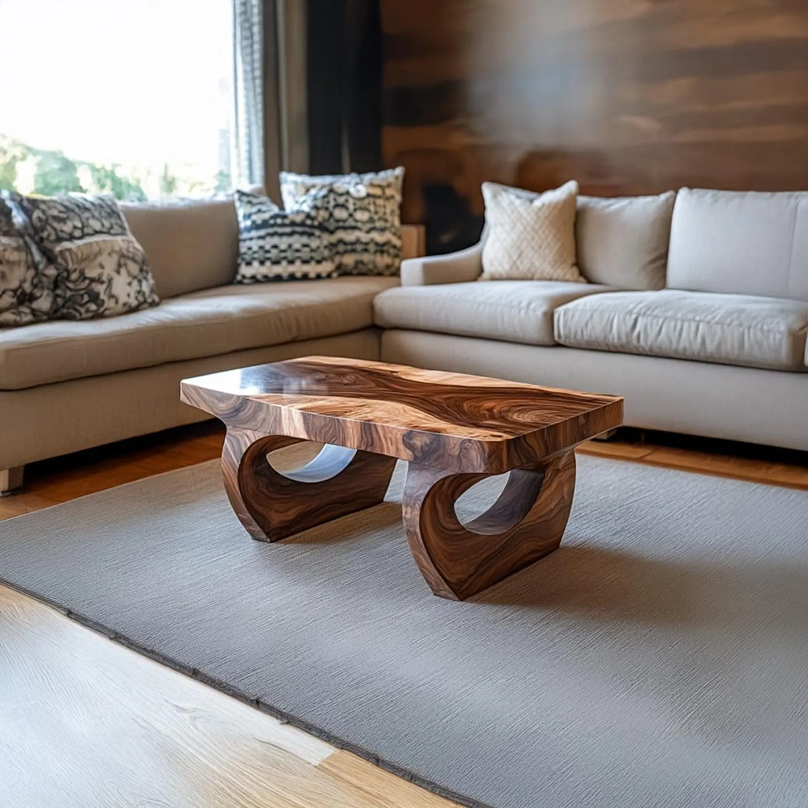 Coffee Table Solid Wood Rustic Walnut Coffee Table Live Edge Table Wood Furniture Living Room Decor