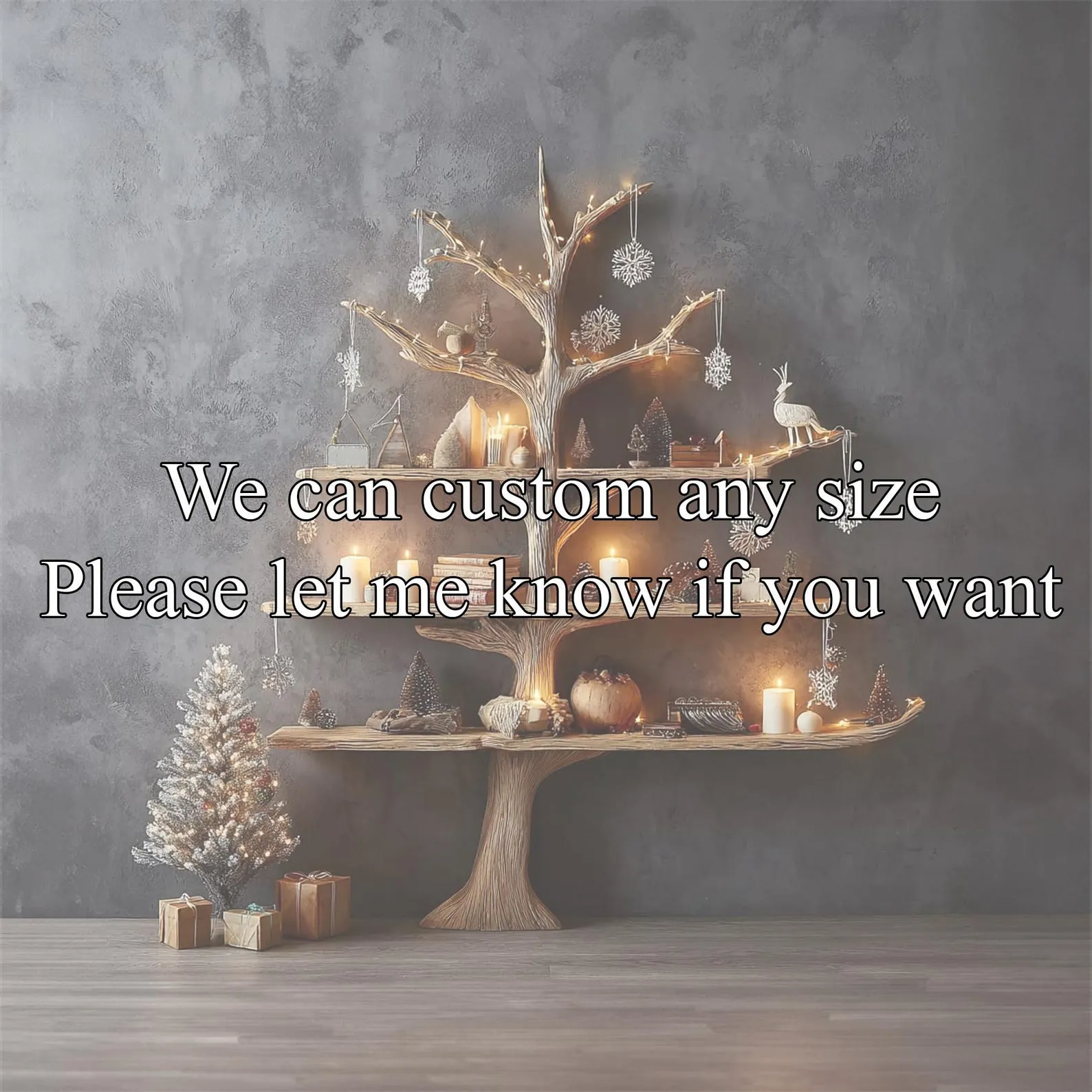 Tree Shaped Wooden Bookshelf Rustic Floating Bookshelf Wooden Shelves for Living Room Nursery and Christmas Home Decor Gift - Image 2