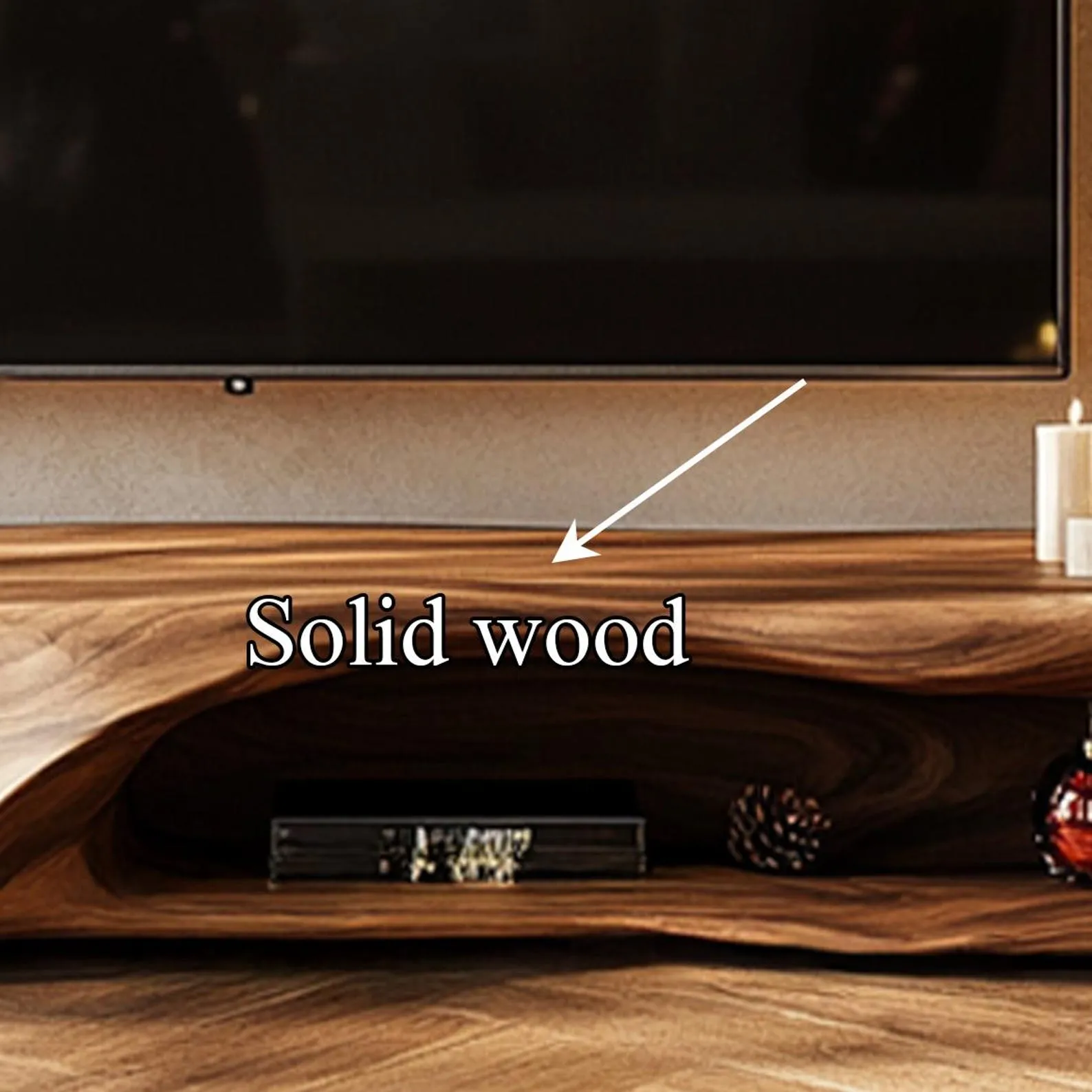 Modern Solid Wood TV Cabinet Stylish Console with Storage Cabinet Functional Furniture for Living Room and Home Decor - Image 4