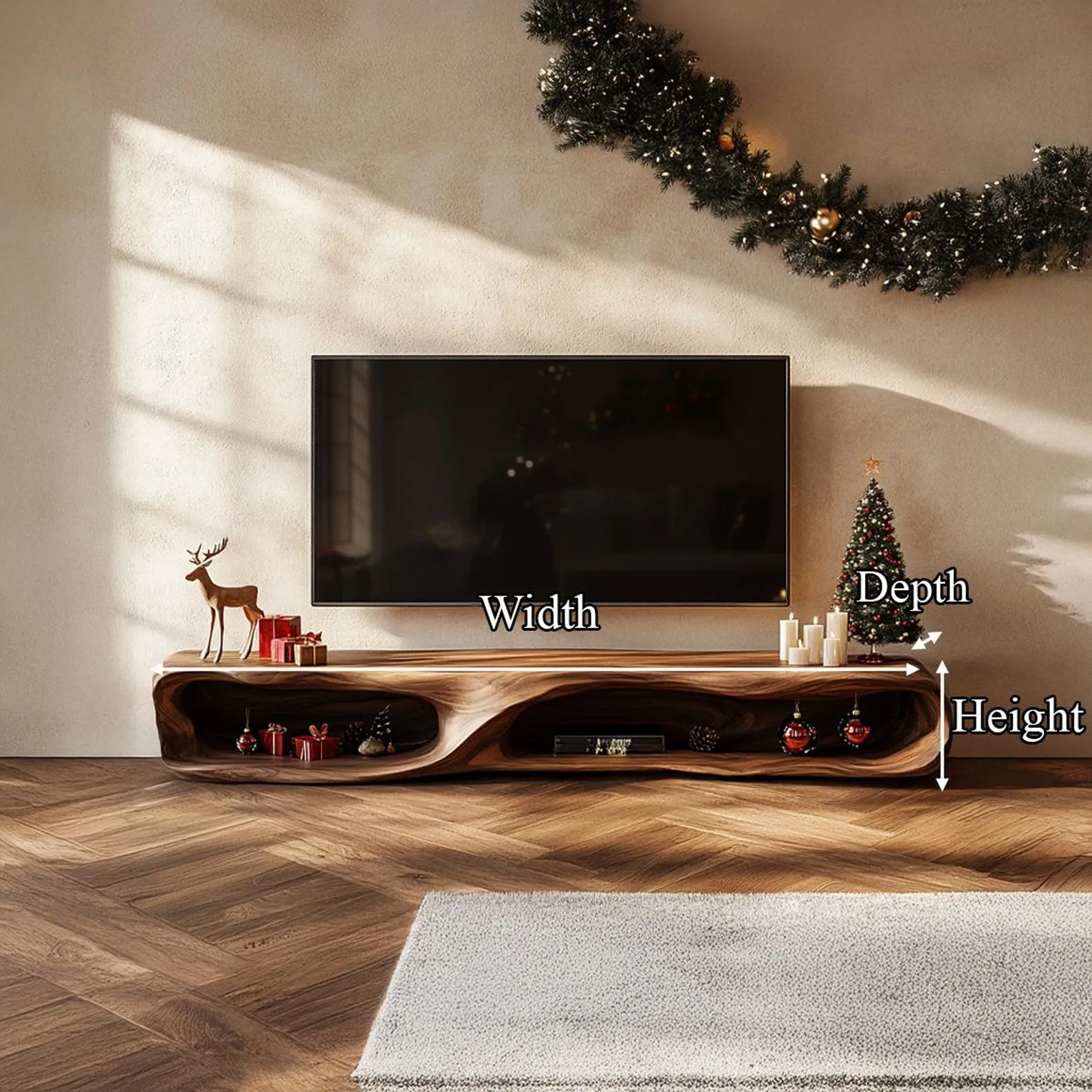 Modern Solid Wood TV Cabinet Stylish Console with Storage Cabinet Functional Furniture for Living Room and Home Decor - Image 5