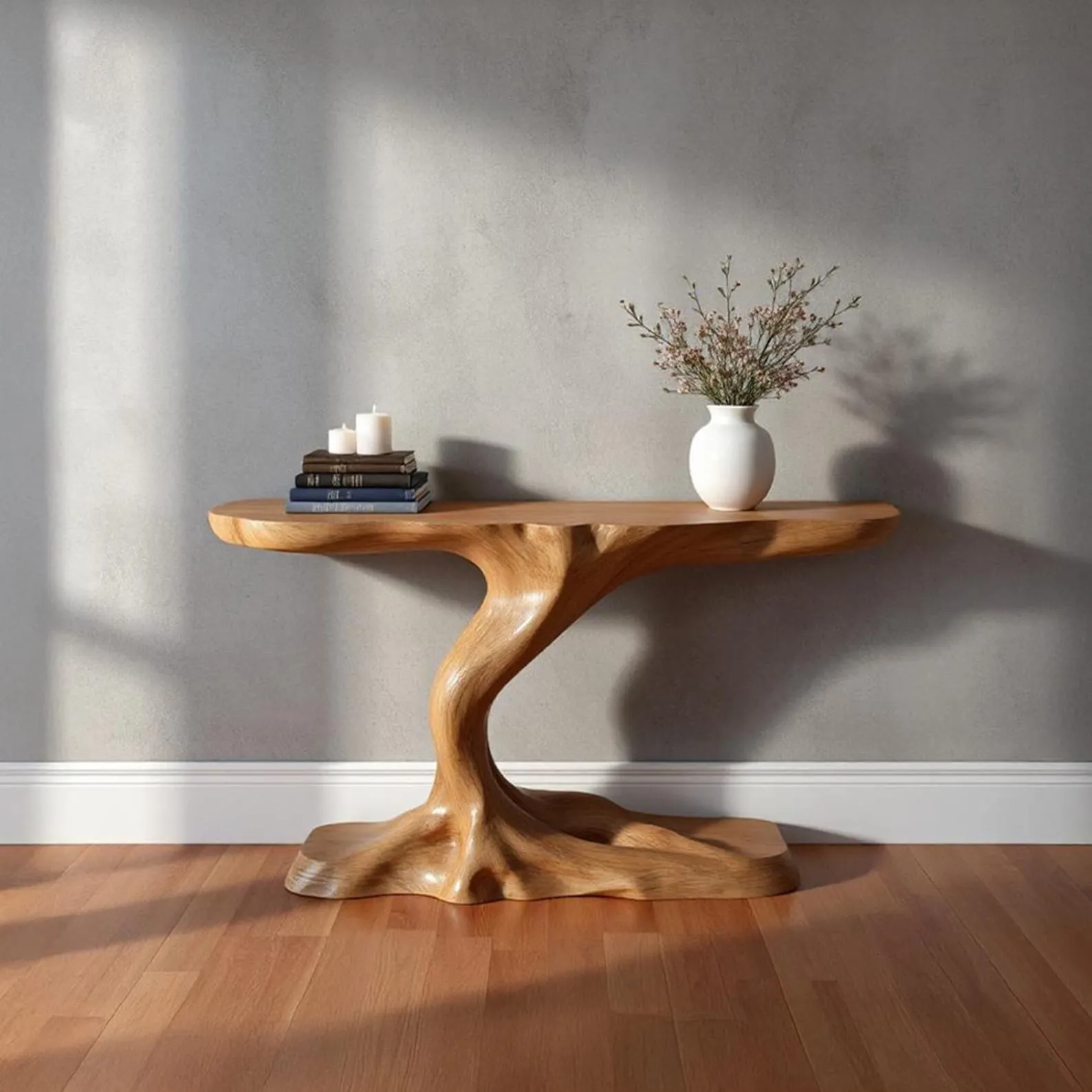 Custom Handmade Solid Wood Console Table Tree Shaped Rustic Entryway Furniture Artistic Wooden Home Decor