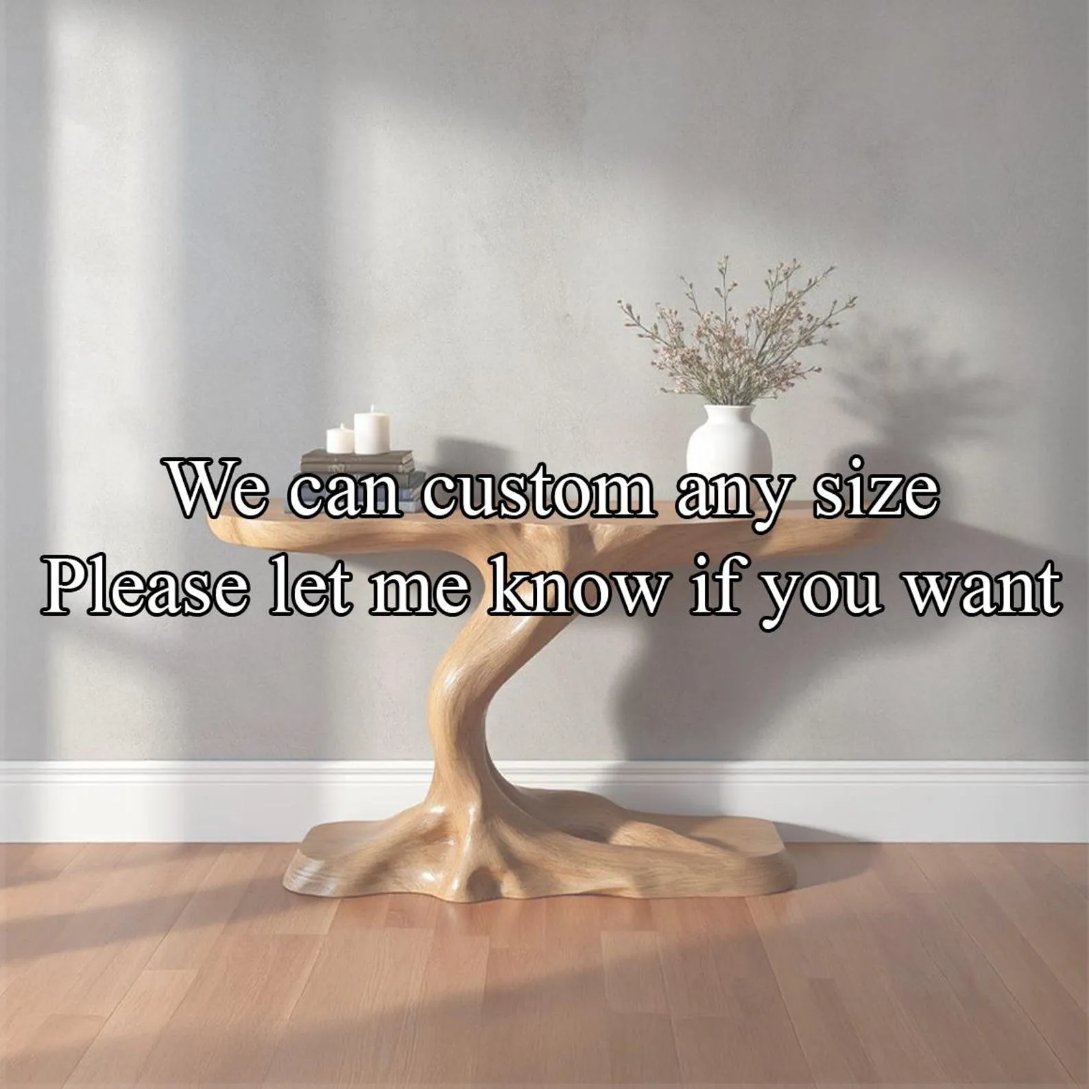 Custom Handmade Solid Wood Console Table Tree Shaped Rustic Entryway Furniture Artistic Wooden Home Decor - Image 3